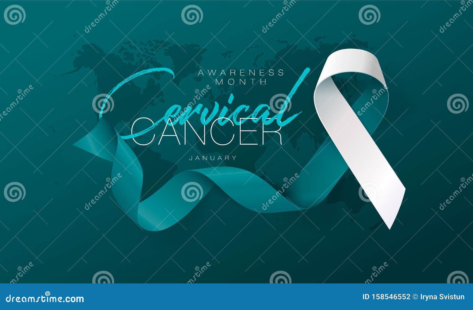 Cervical Cancer Awareness Calligraphy Poster Design. Realistic Teal and ...
