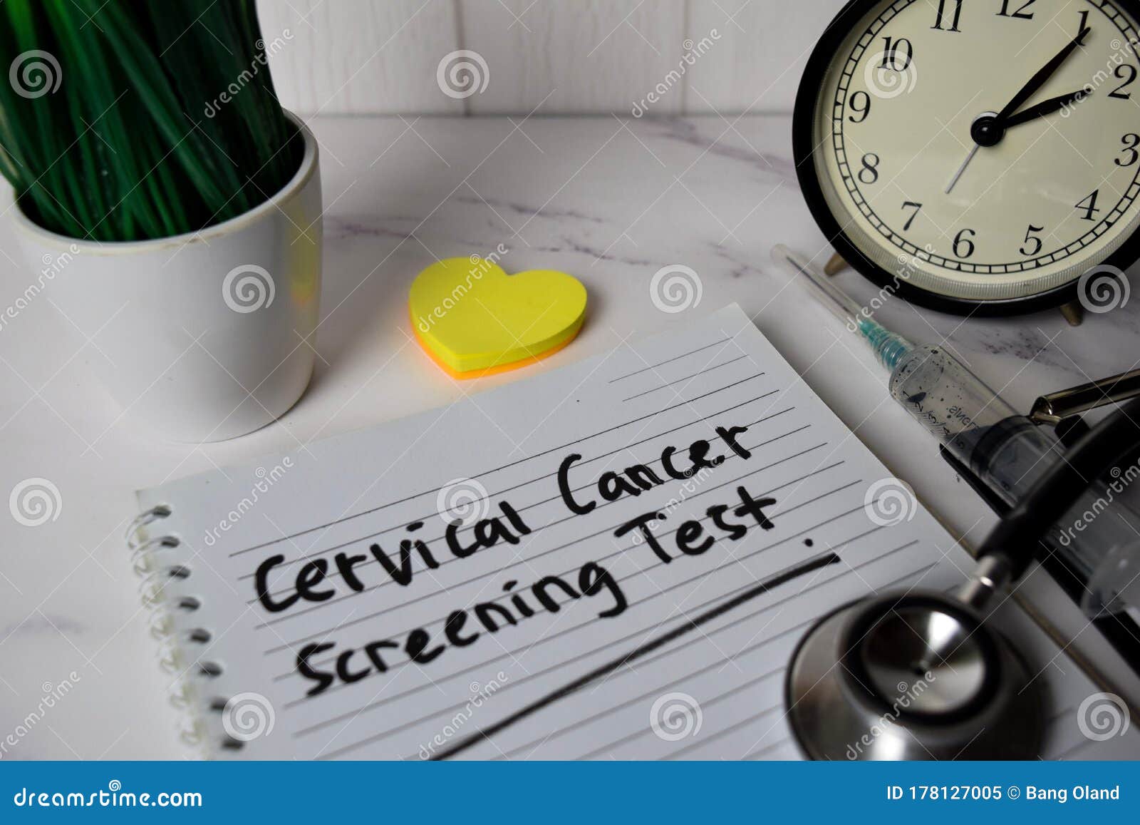 cervical cancer screening test write on a book and keyword  on office desk. healthcare/medical concept