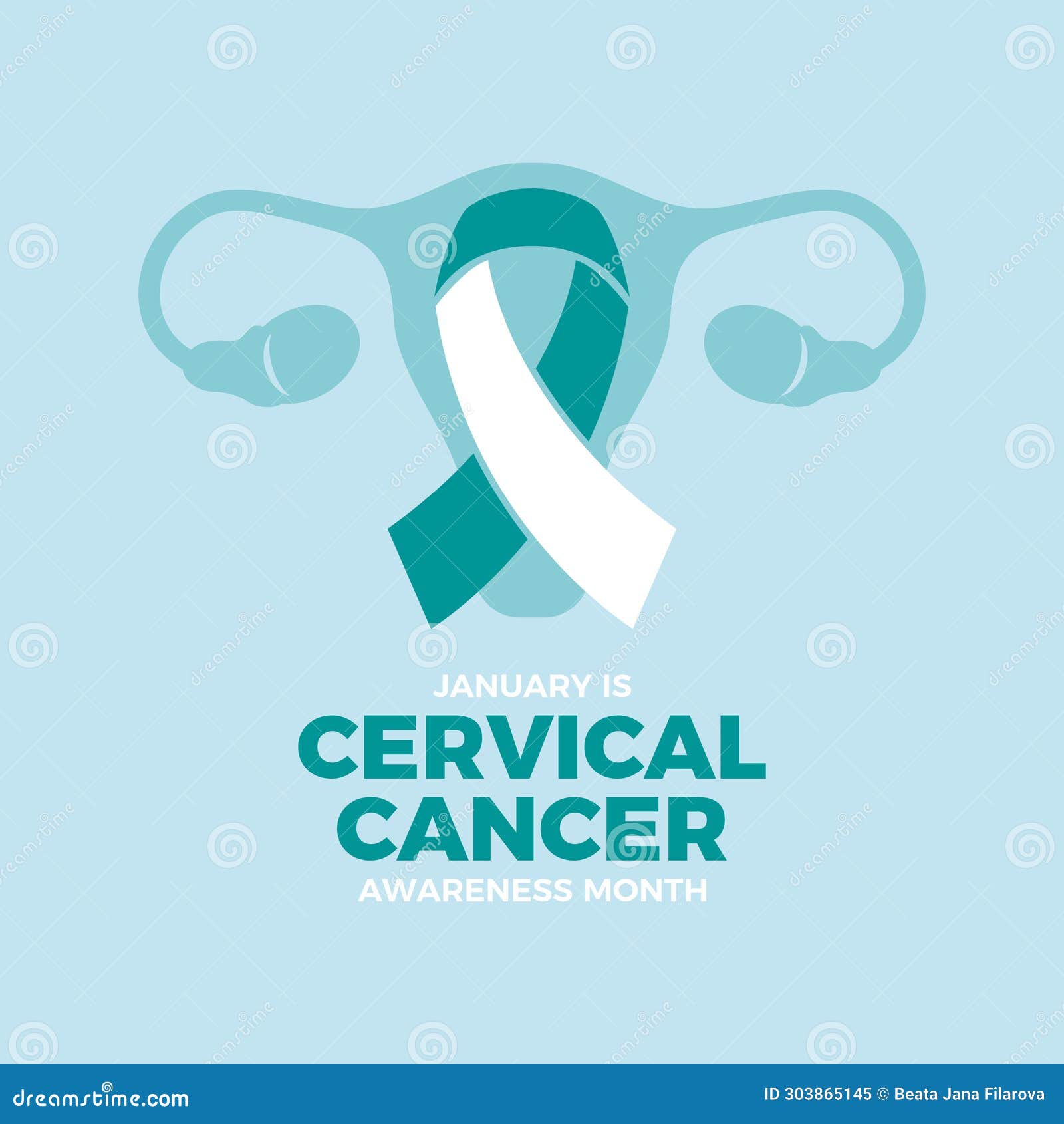January is Cervical Cancer Awareness Month Poster Vector Illustration ...