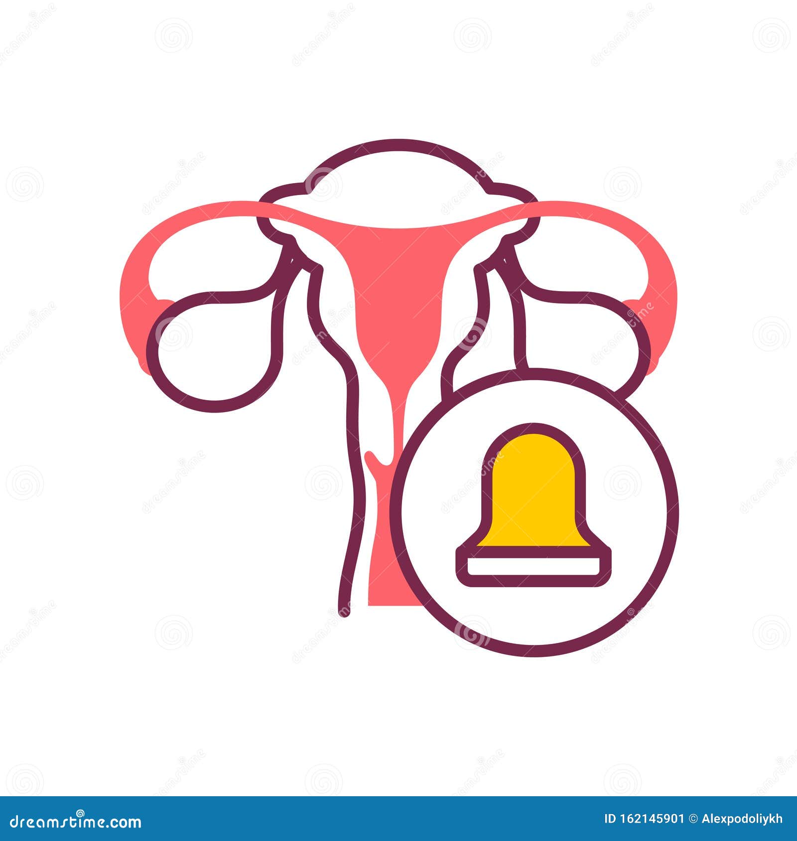 Cervical Cap Color Line Icon Uterus And Contraceptive Method Birth