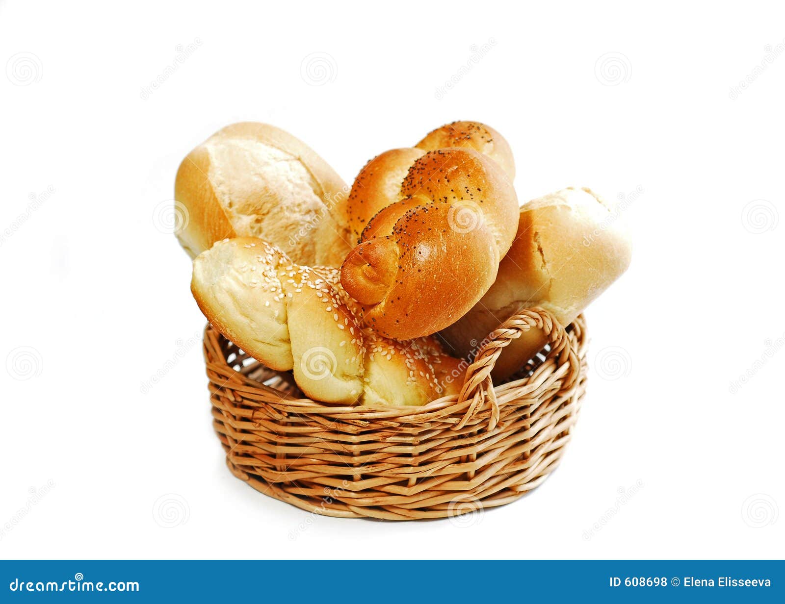 Cestino del pane su bianco fotografia stock. Immagine di forno - 608698