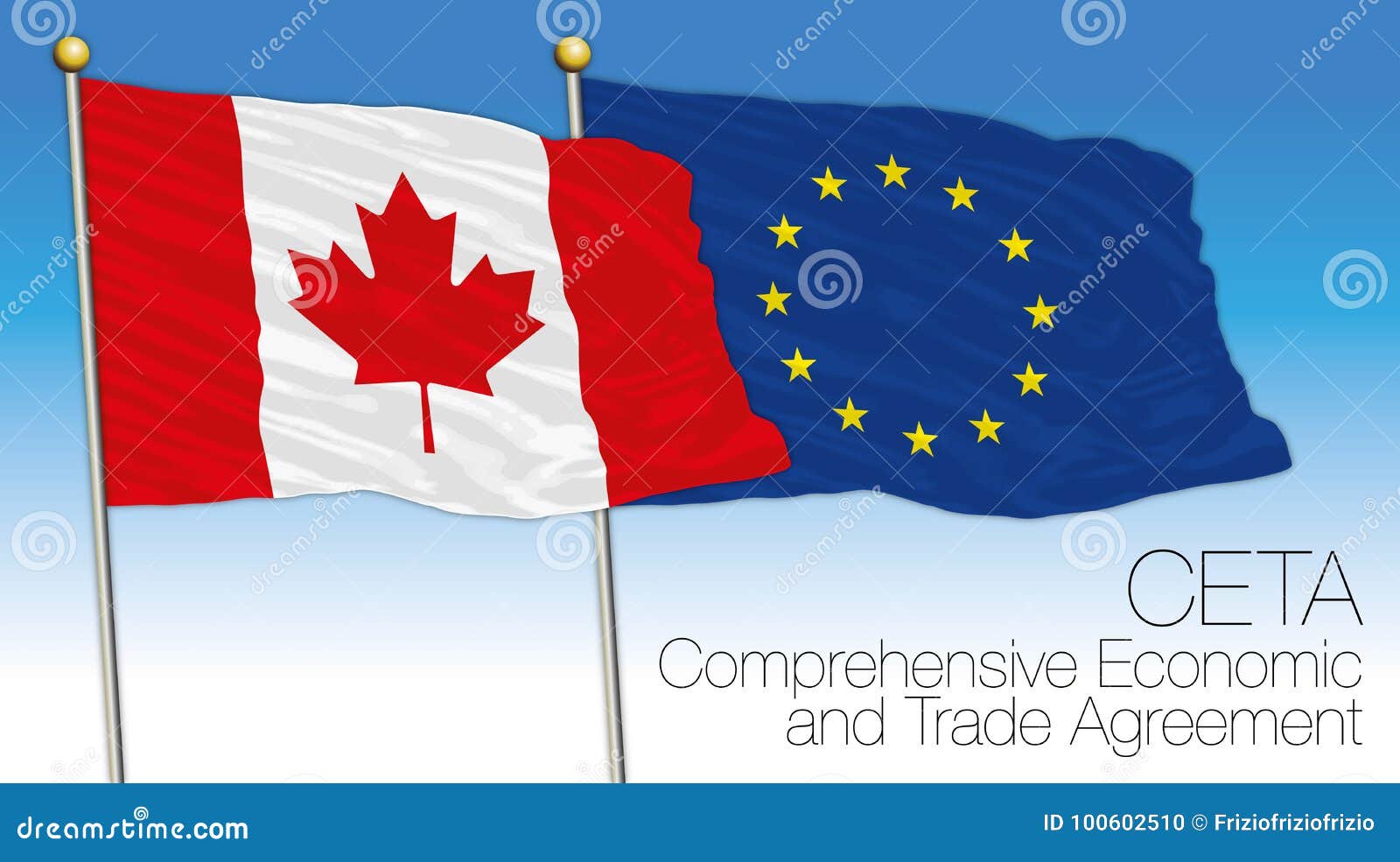 CETA, Comprehensive Economic and Trade Agreement, Canada and Eu Flags