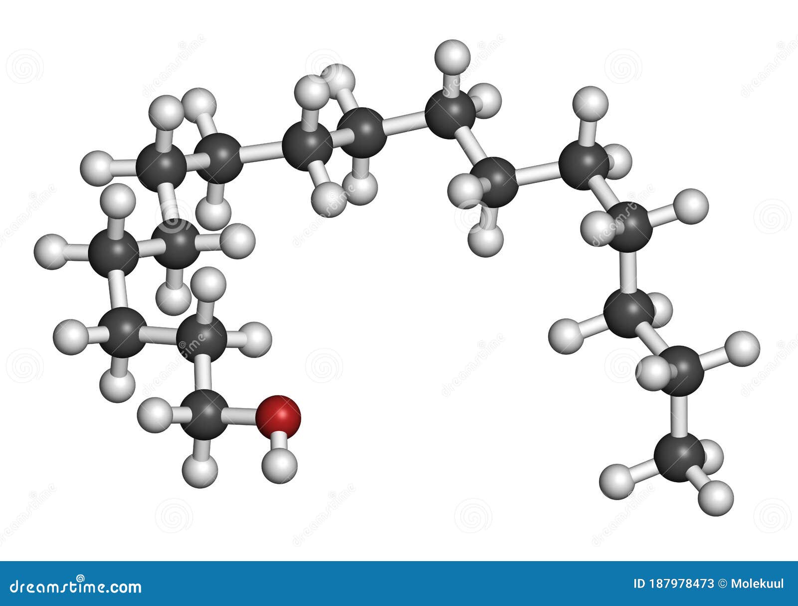 Cetyl Alcohol, Palmityl Alcohol Molecule. Used in Cosmetic Industry