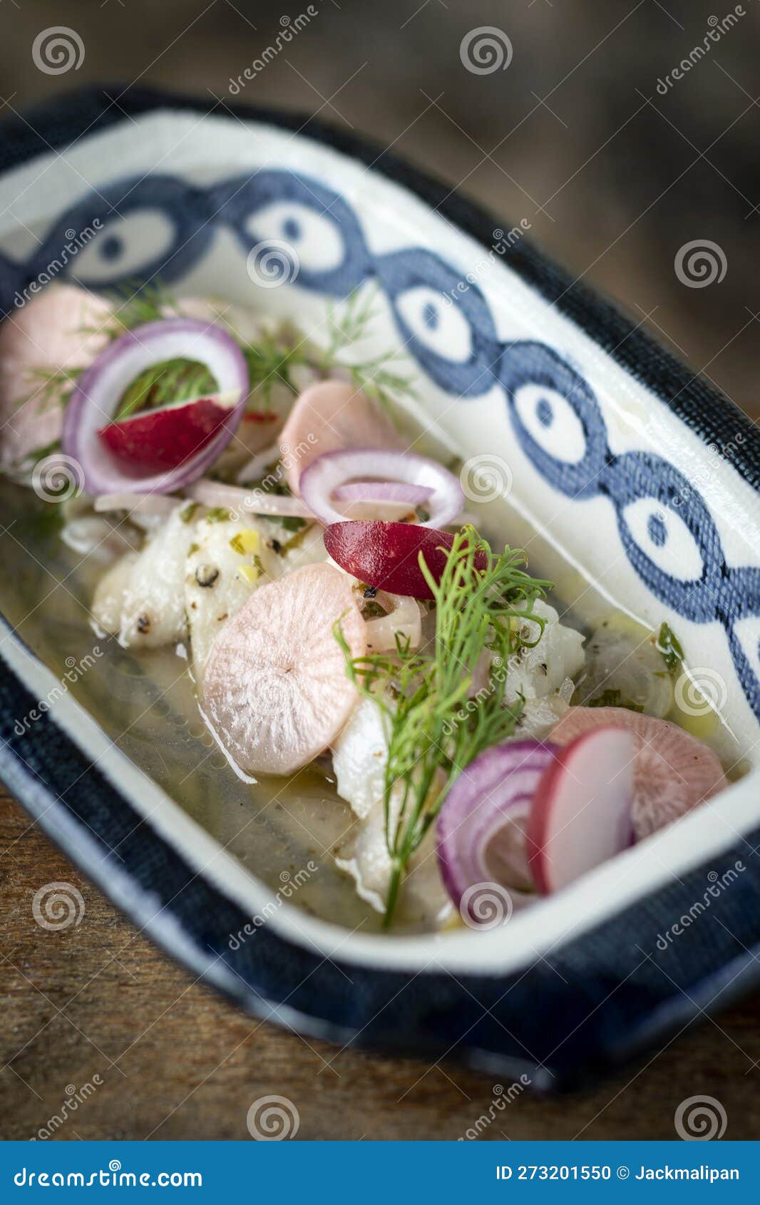 Ceviche Marinated Fish Salad with Vegetables Stock Photo Image of