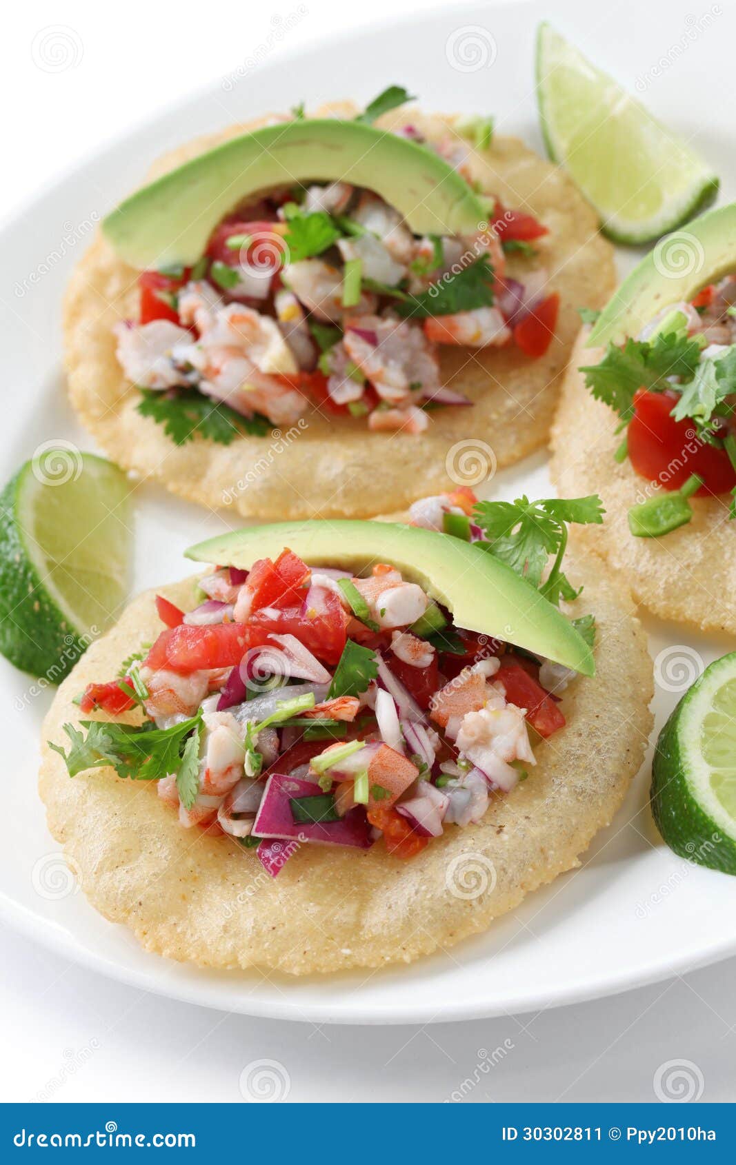 Tostadas De Ceviche, Mexikanische Nahrung Stockbild - Bild von ...