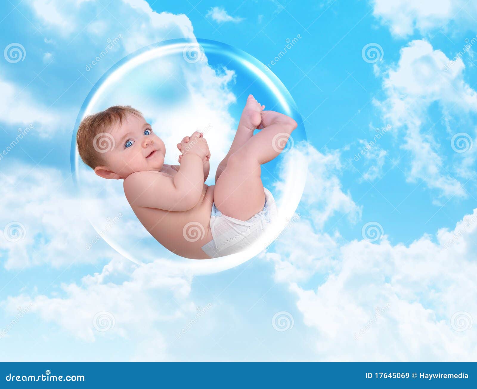 Cheri Flottant Dans La Bulle De Protection Image Stock Image Du Caucasien Nourrisson