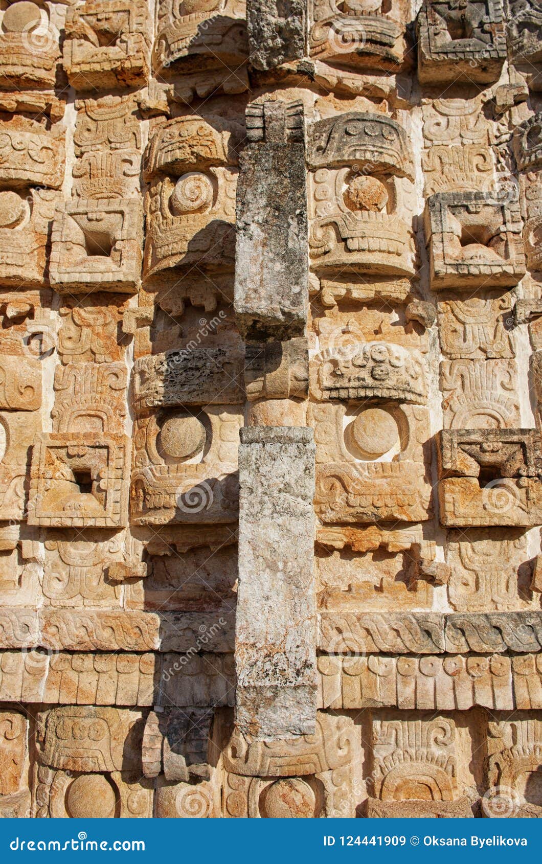 chaac statue in palace of the masks in kabah, yucatan, mexico
