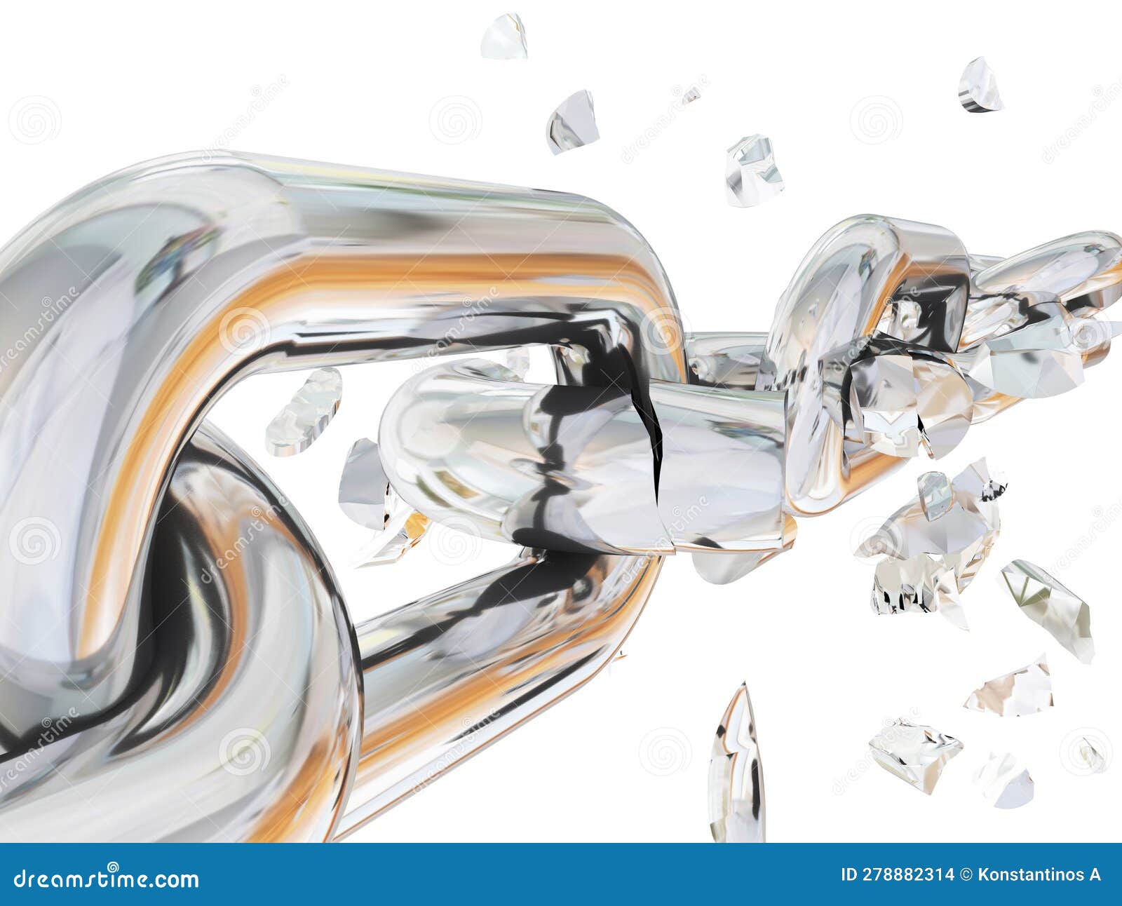 chain break breaking in parts  crisis financial cloce up - 3d rendering