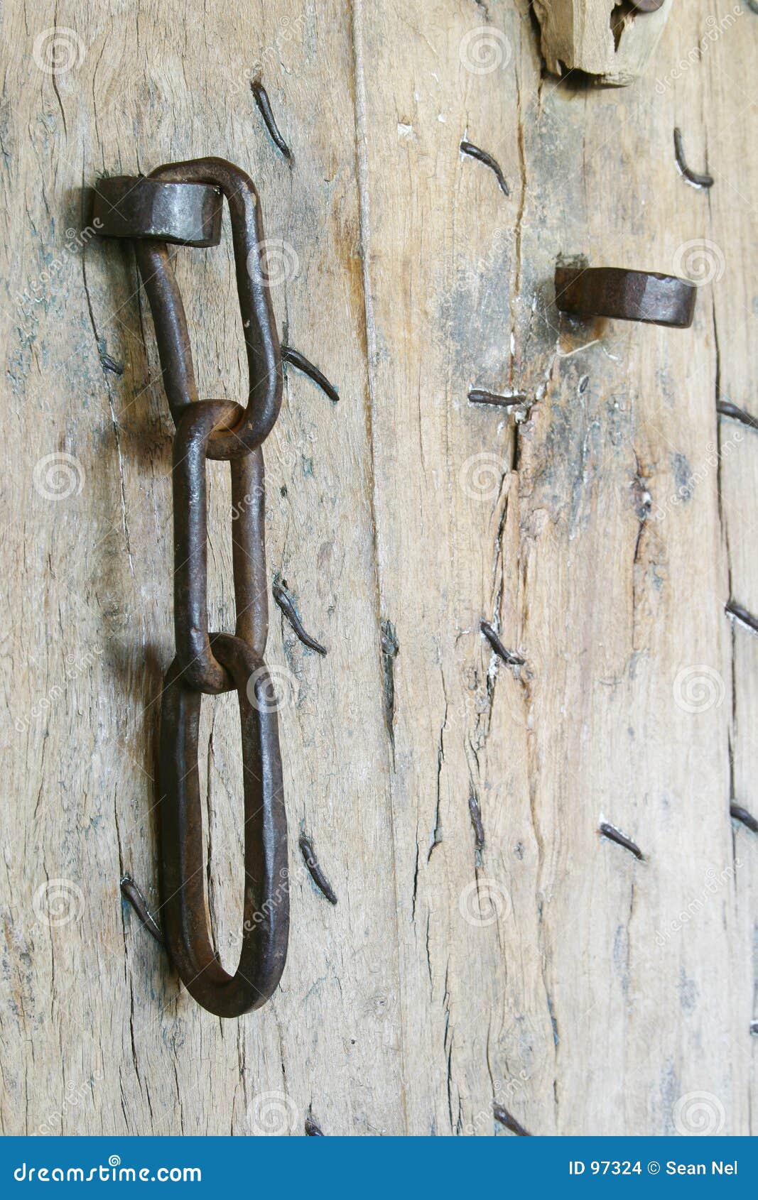 Chain on door stock photo. Image of house, chain, weathered 97324
