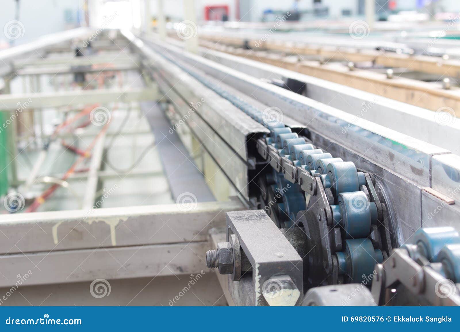 The Chain Drive Shaft Line Conveyor Industrial Stock Photo Image of