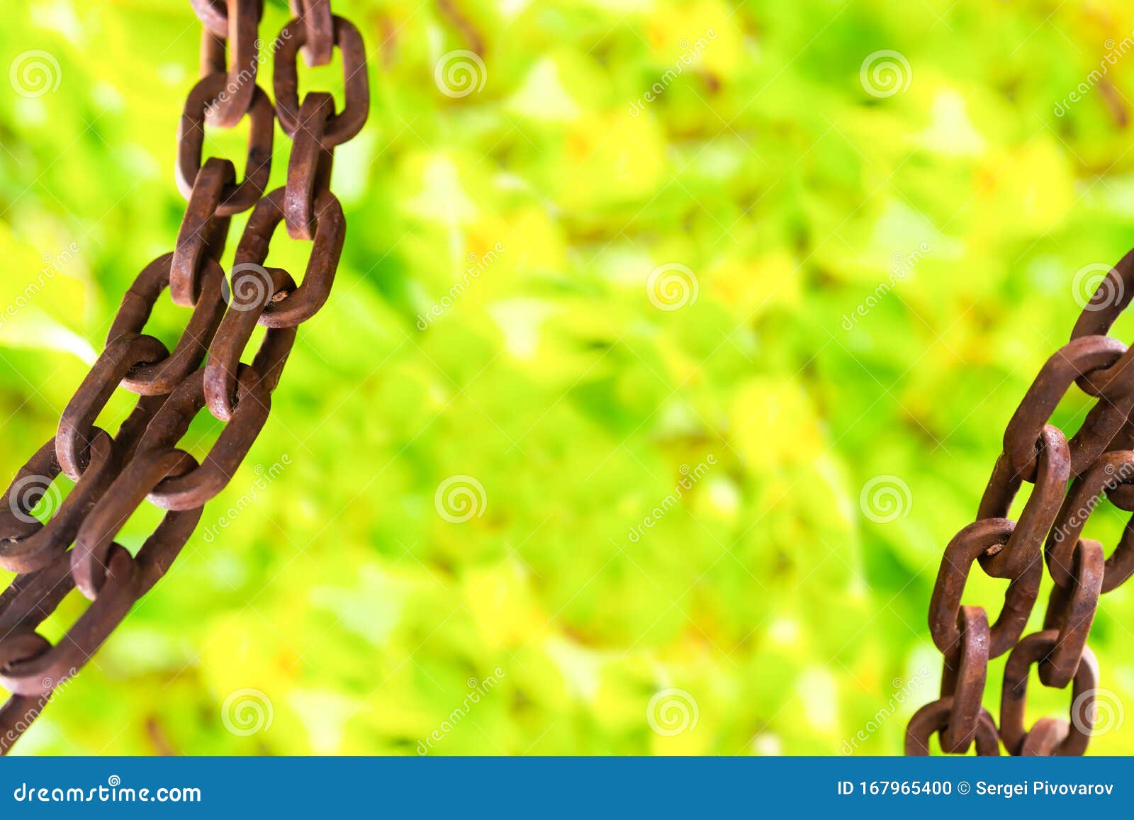 chain grunge frame vertical old rusty decor base bright substrate