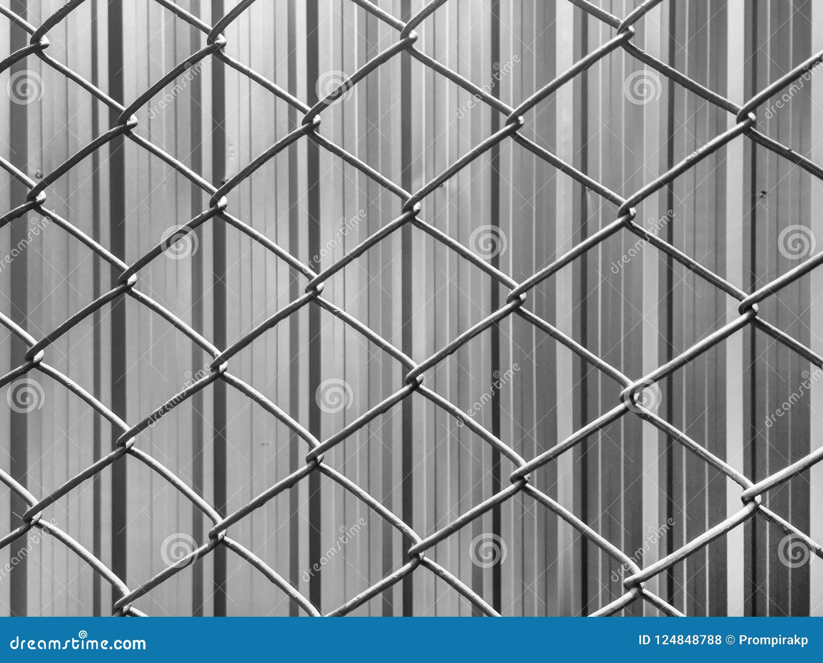 Chain Link Fence Against Metal Sheet Material Texture Stock Photo Image of aluminum, cladding