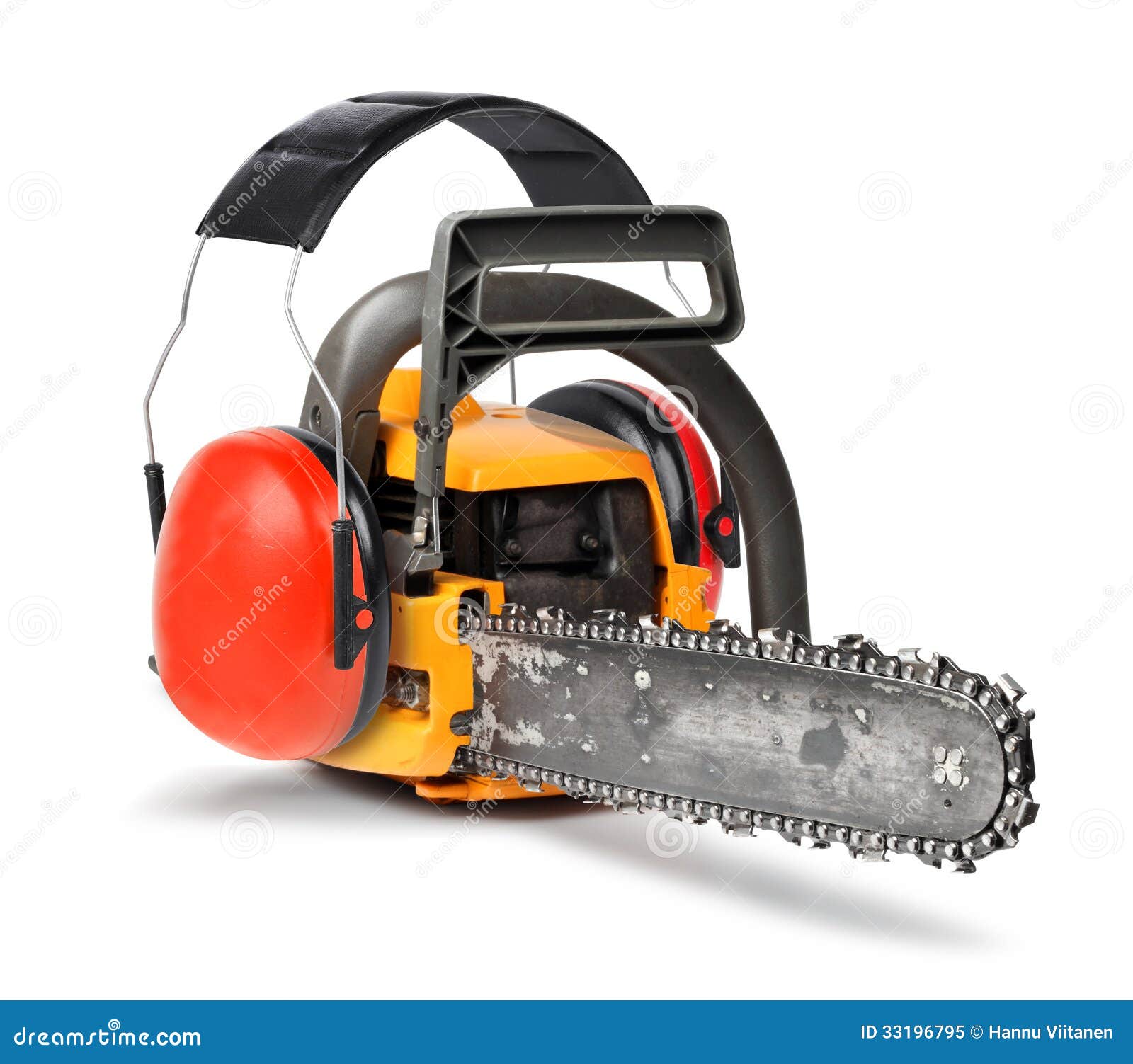 Chain Saw with Ear Protectors Stock Image Image of protect