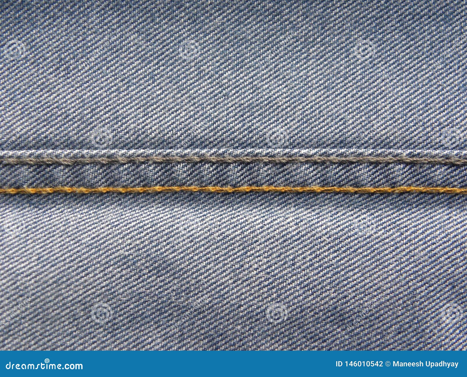 Chain stitch on blue jeans stock photo. Image of clothing 146010542