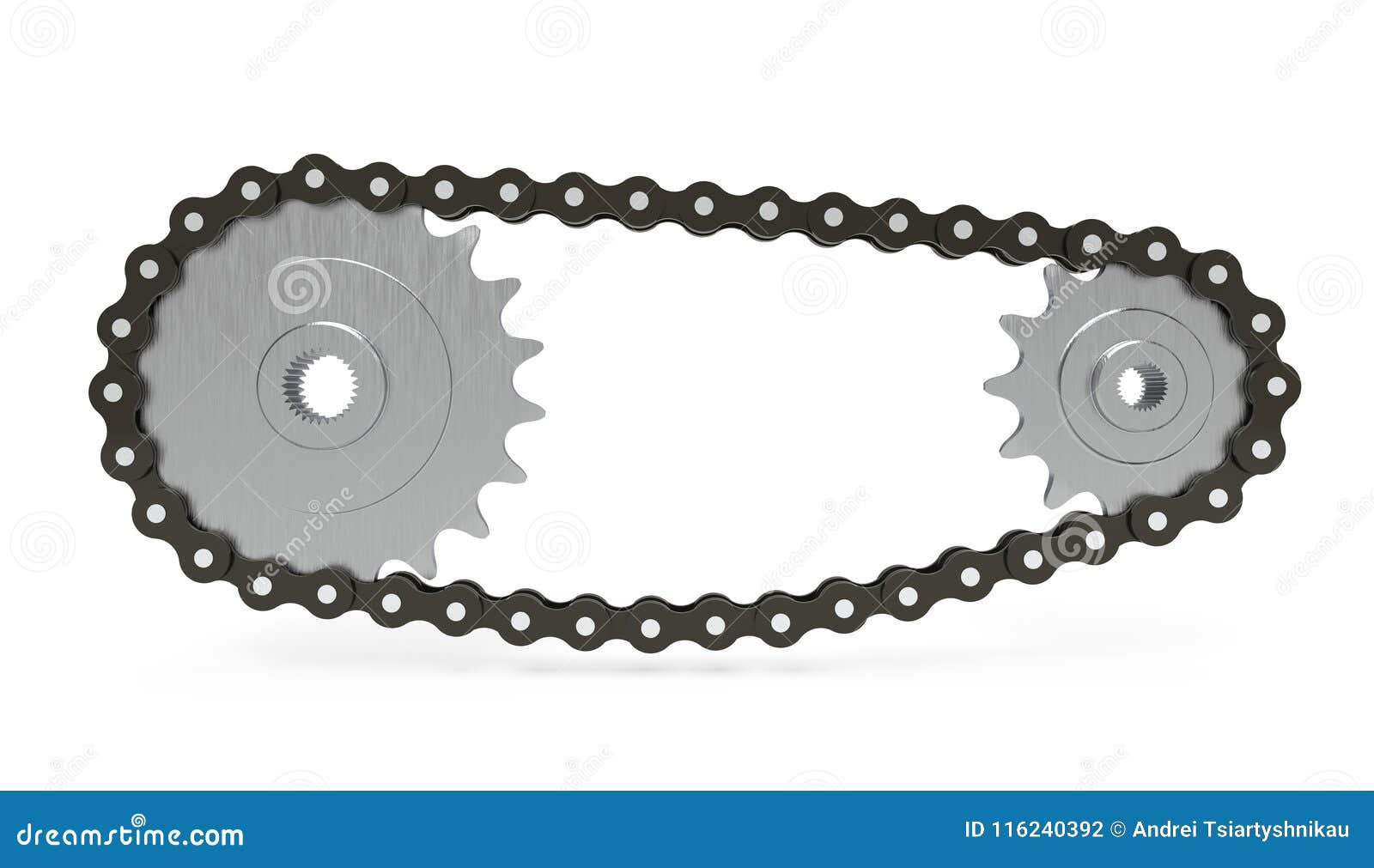 Chain Transmission on White Background, 3d Rendering. Stock