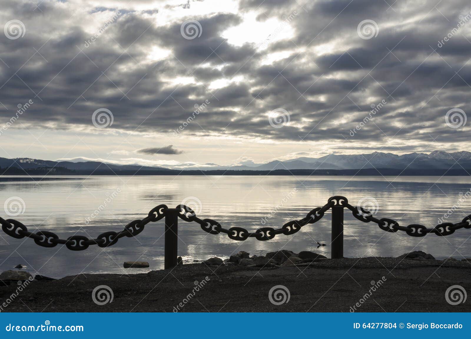 Chain on Yellowstone Lake stock photo. Image of spruce 64277804