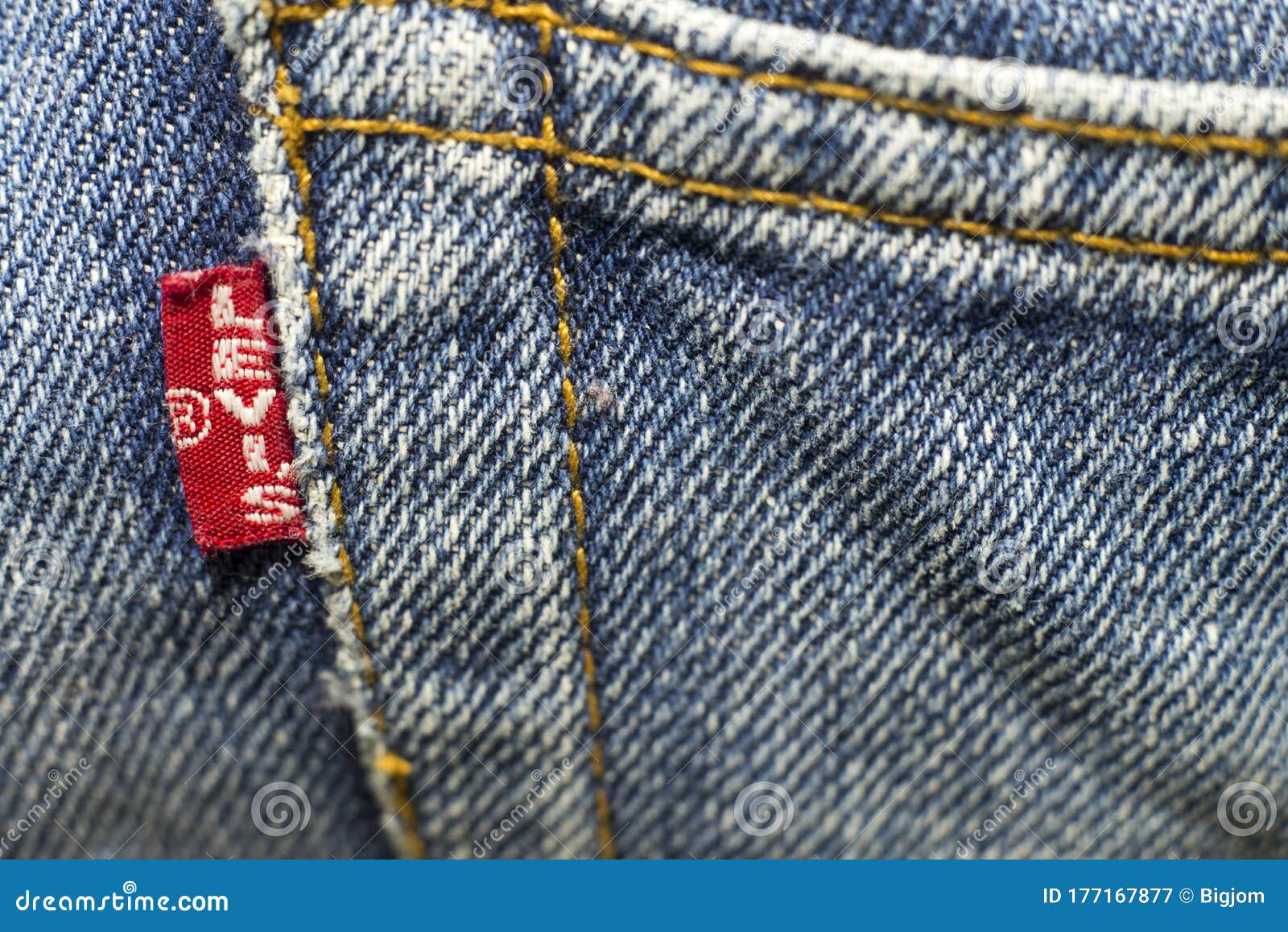 Closeup Detail of Levi `s Red Tag on Levi `s Jeans. Editorial ...