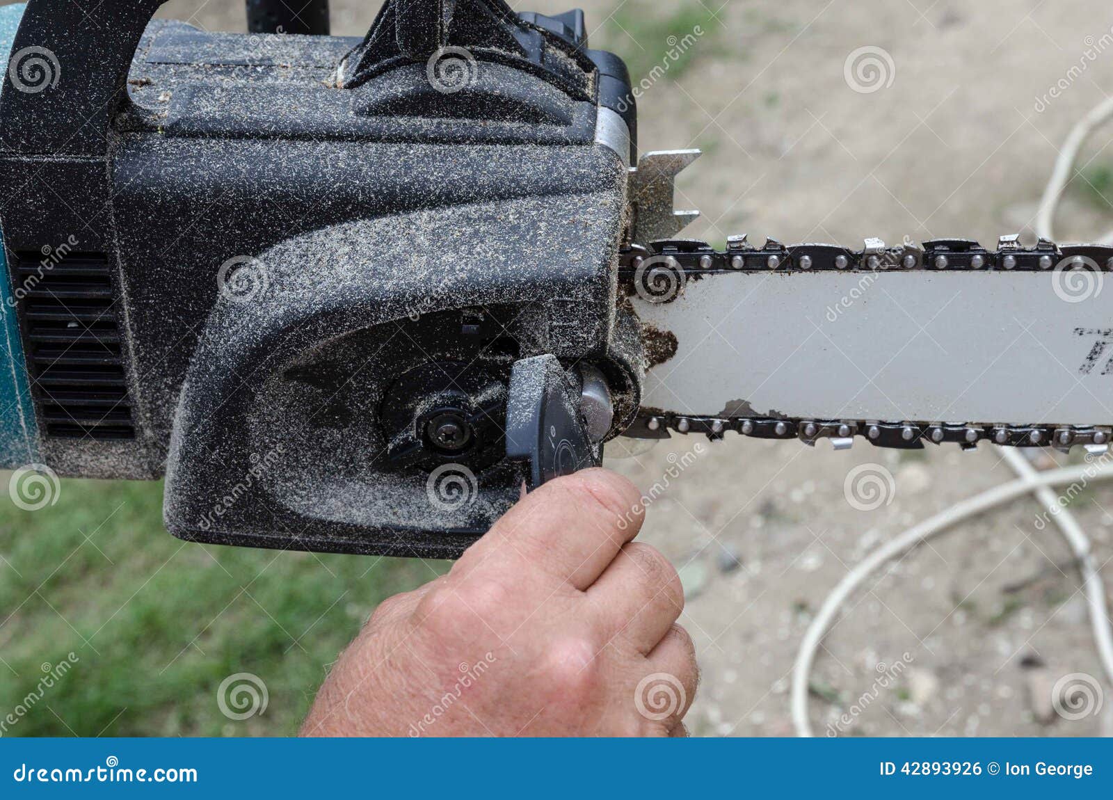 A Chainsaw Chain Adjustment Stock Photo Image of sharp, electric