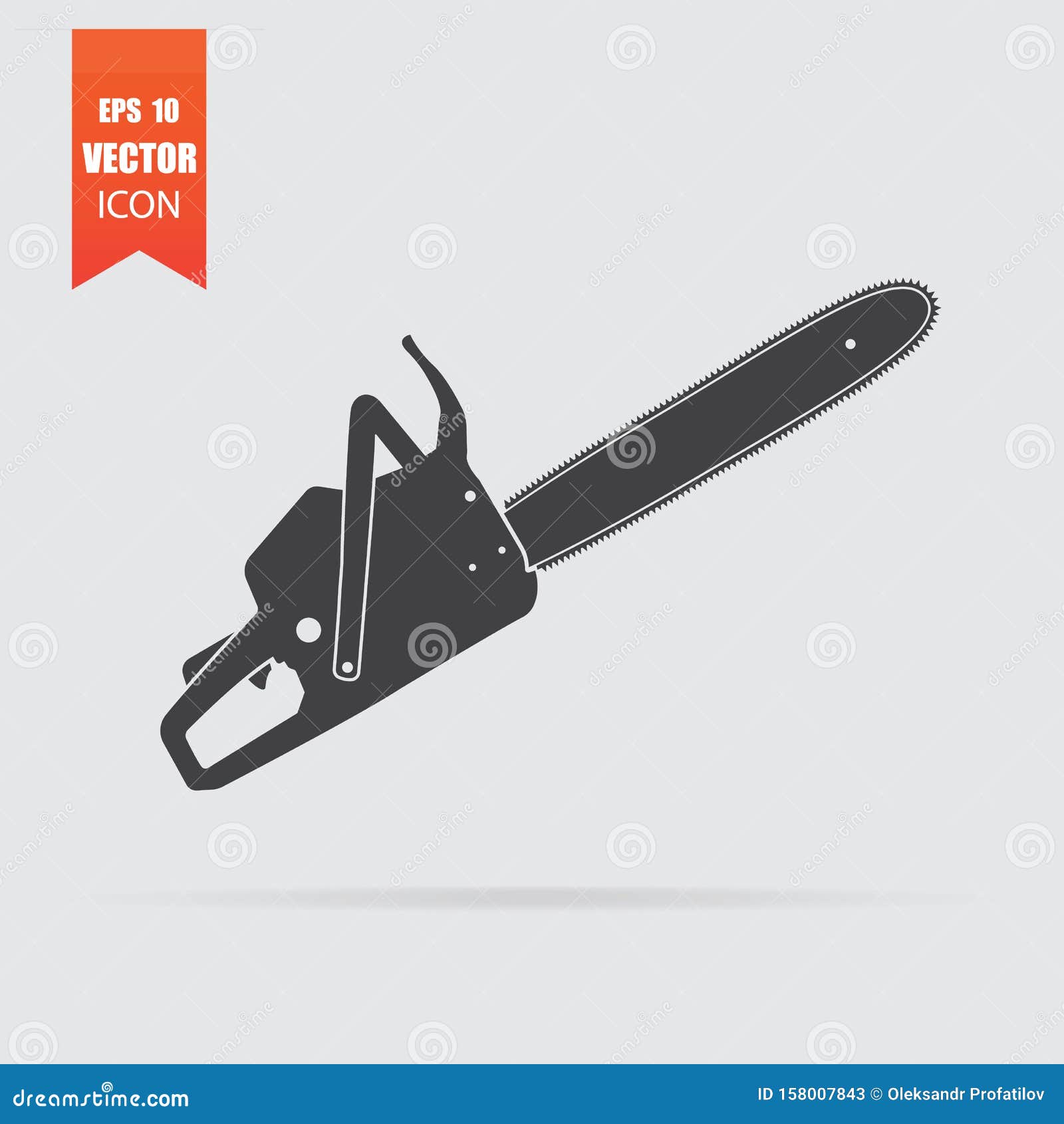 Chainsaw Icon in Flat Style Isolated on Grey Background Stock Vector