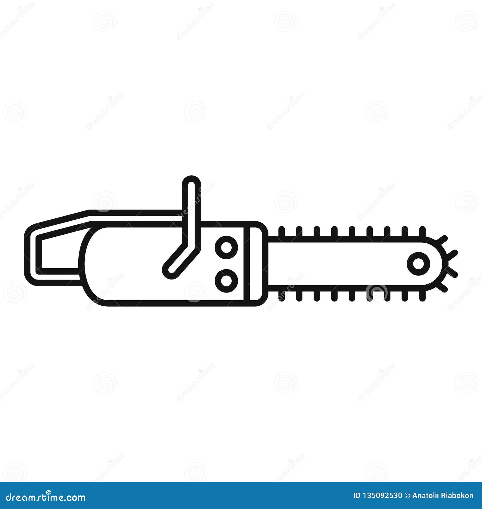 Chainsaw Icon, Outline Style Stock Vector Illustration of firewood