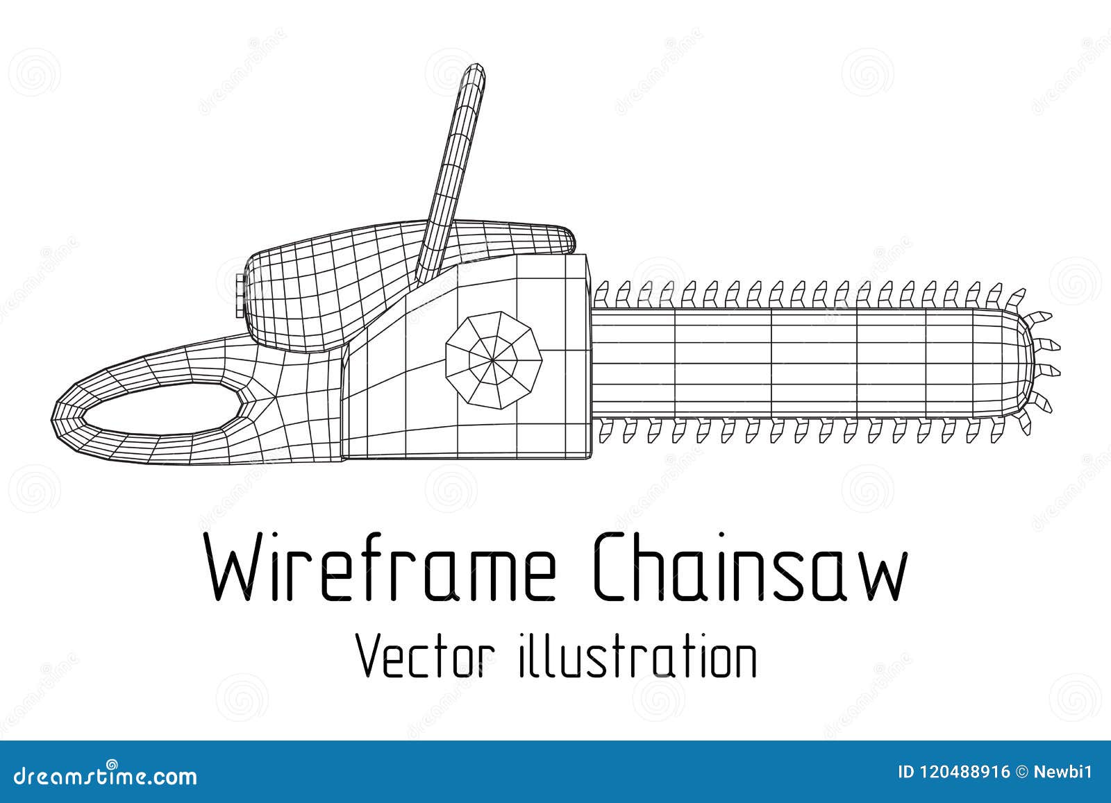 Chainsaw Wireframe Model Vector Stock Vector - Illustration of poly, model:  120488916
