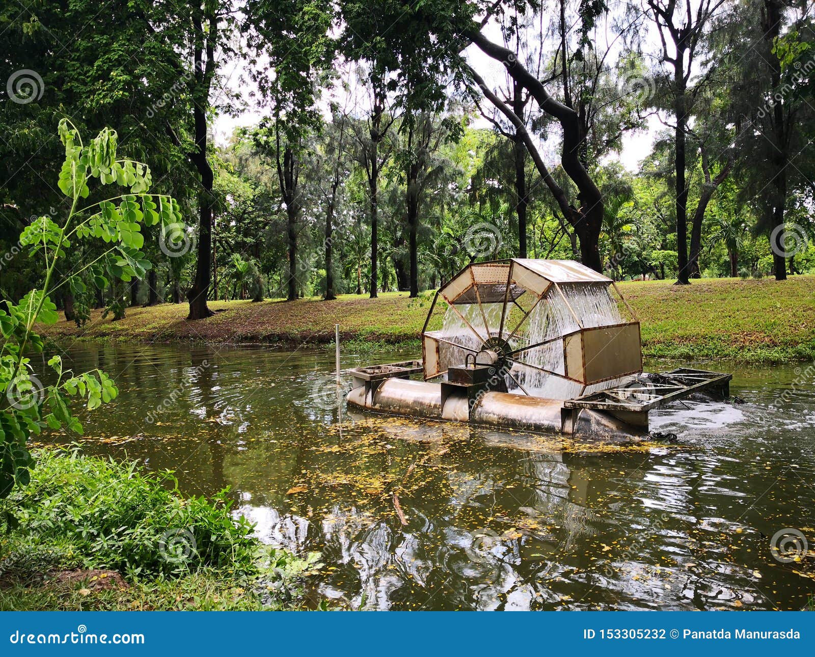 a chaipattana turbine in the city park, ed by h.m. king bhumibol adulyadej  the great