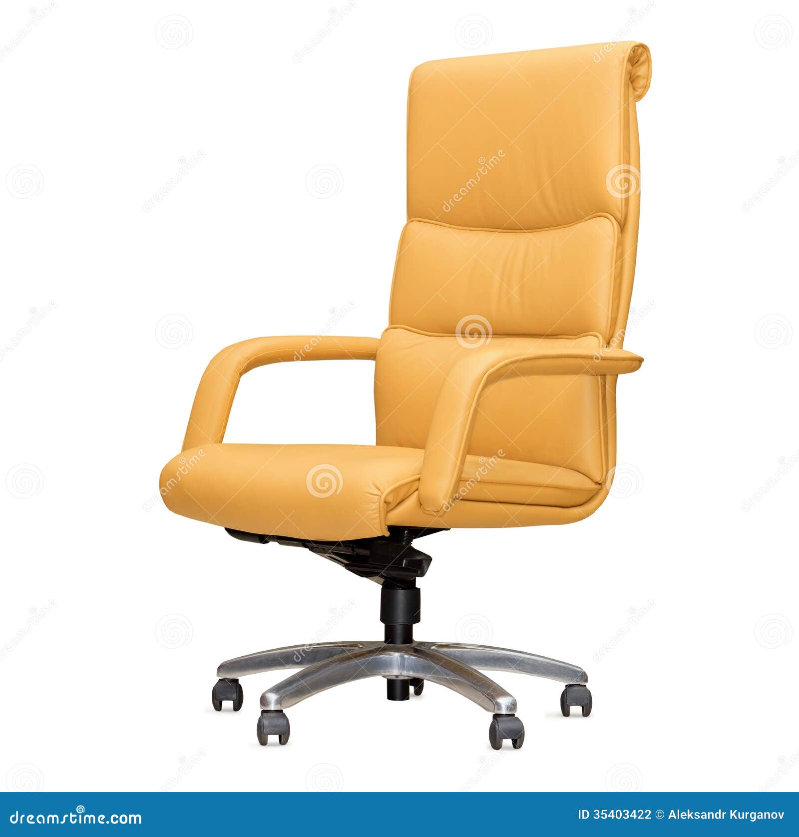 Chair from Beige Leather. Isolated Stock Photo Image of comfortable