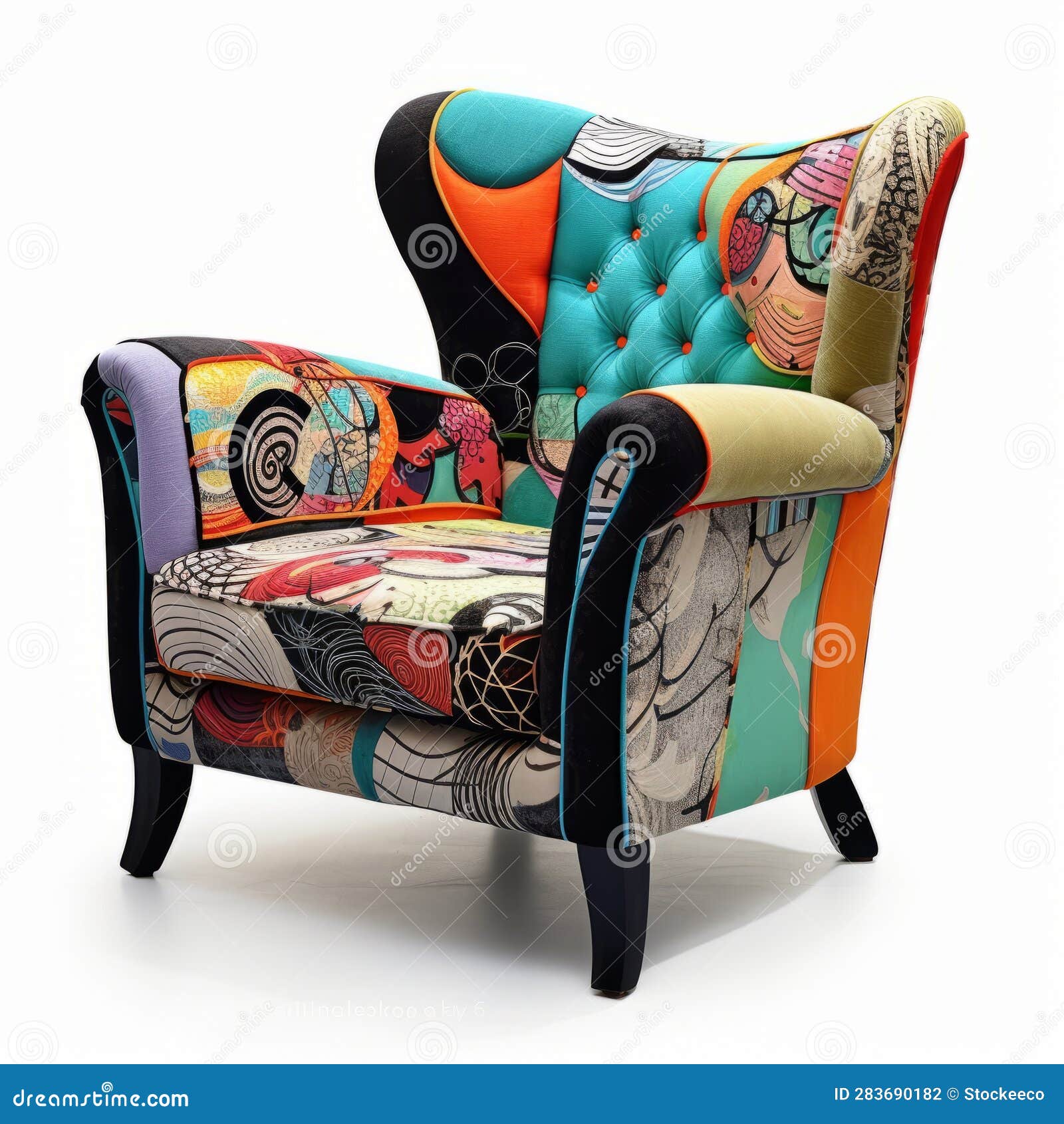 colorful pop art inspired armchair with luxurious fabrics