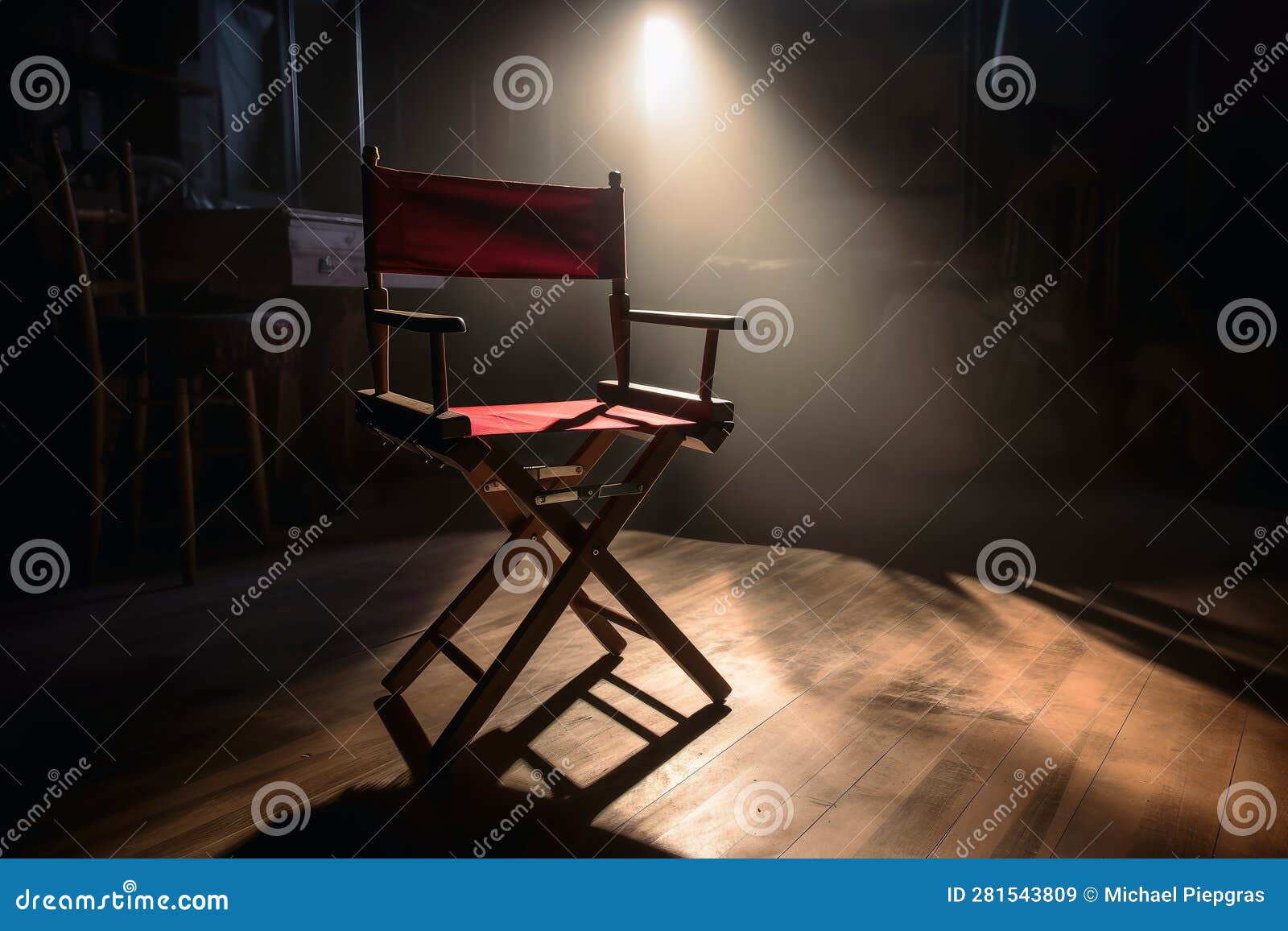 The Chair of a Filming Director in a Ray of Light Created with