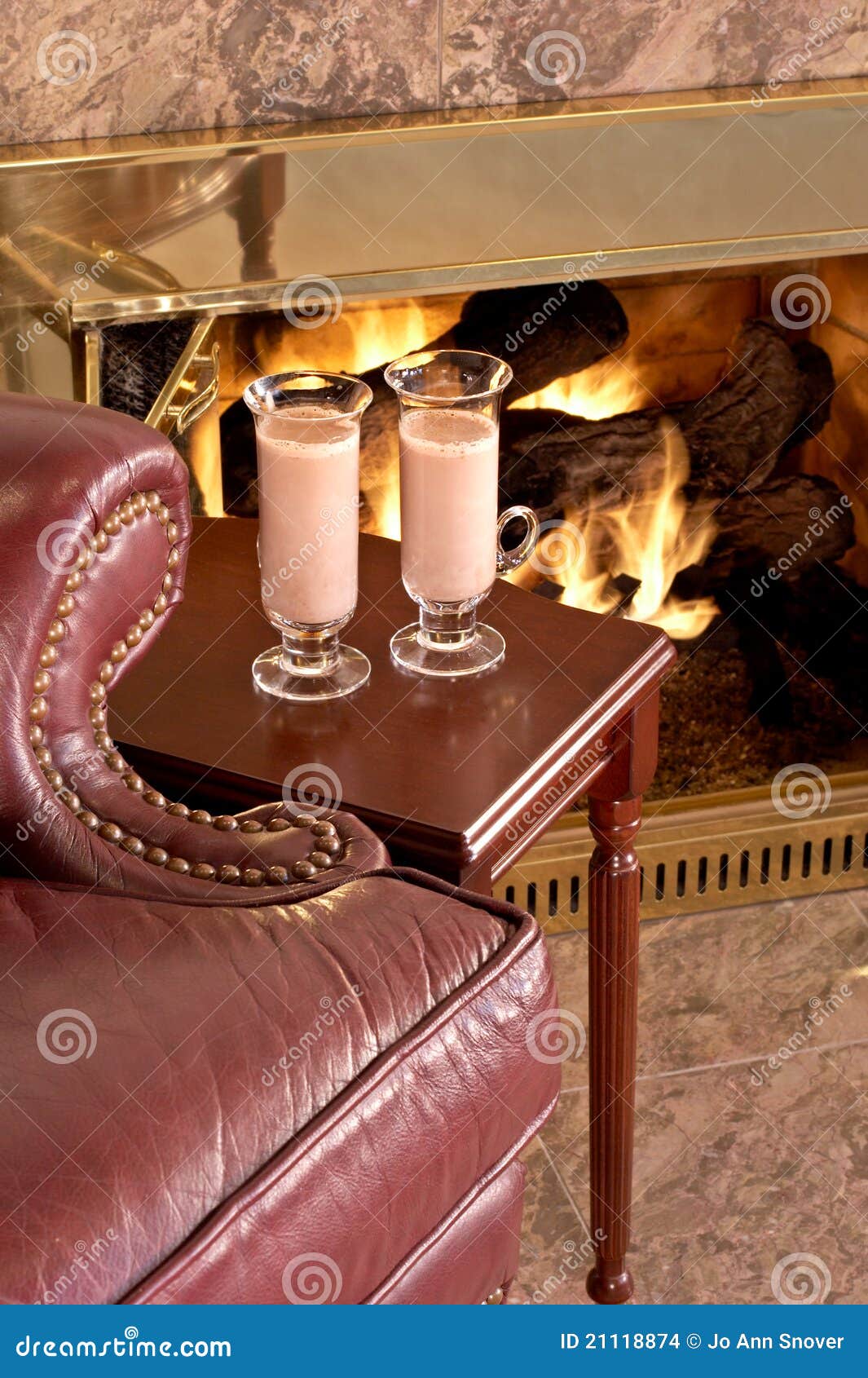 Chair by the fire stock photo. Image of cocoa, glass 21118874