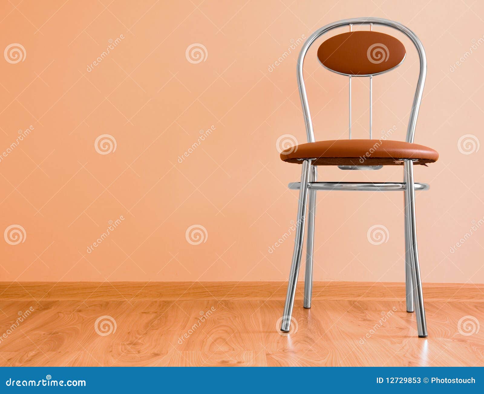 Chair on the floor stock image. Image of orange, chrome 12729853
