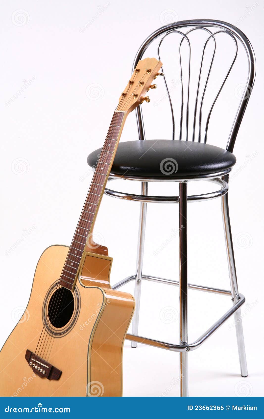 Chair and guitar stock photo. Image of background, sound 23662366