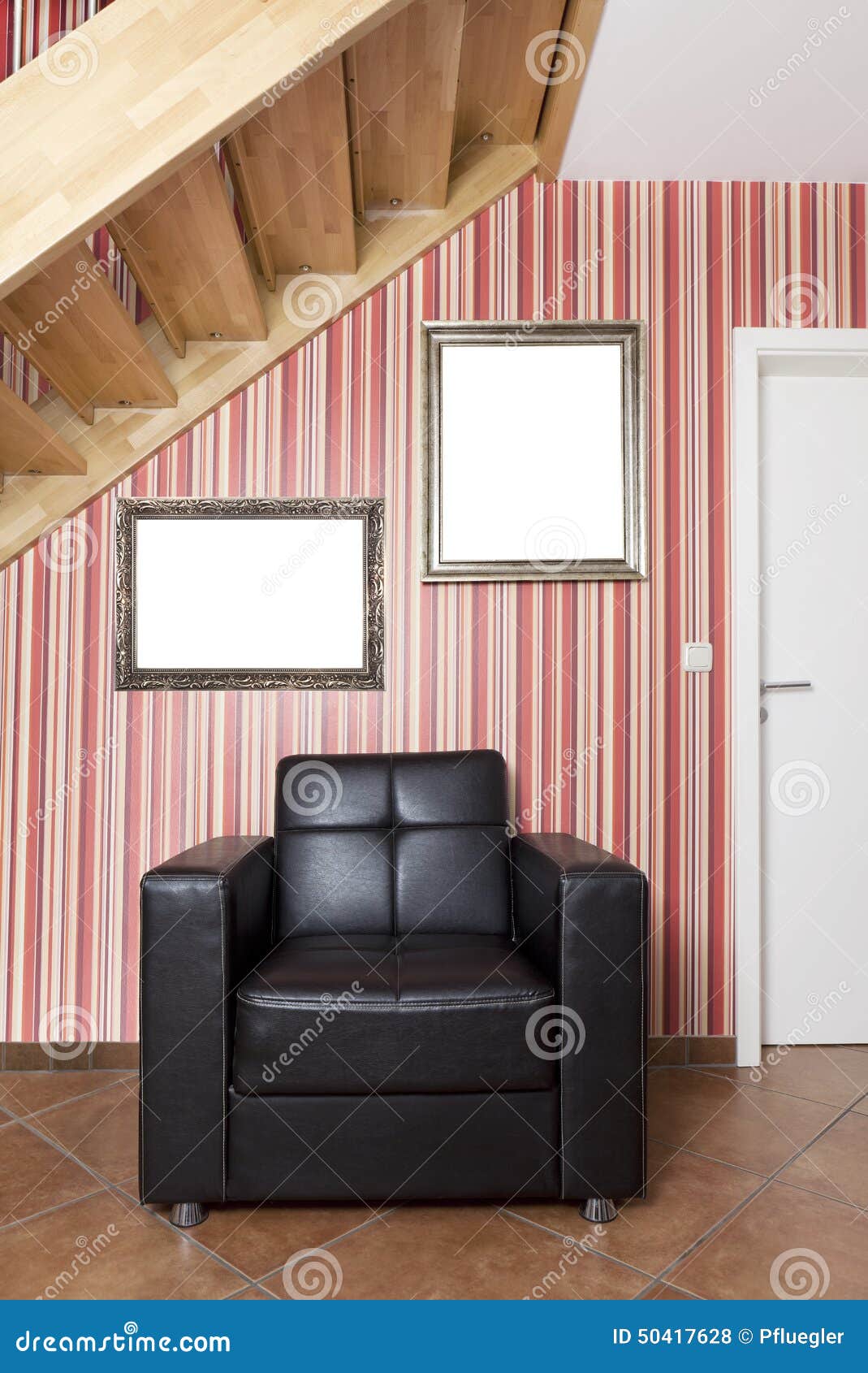 Chair in the hallway stock photo. Image of corridor, stairs 50417628