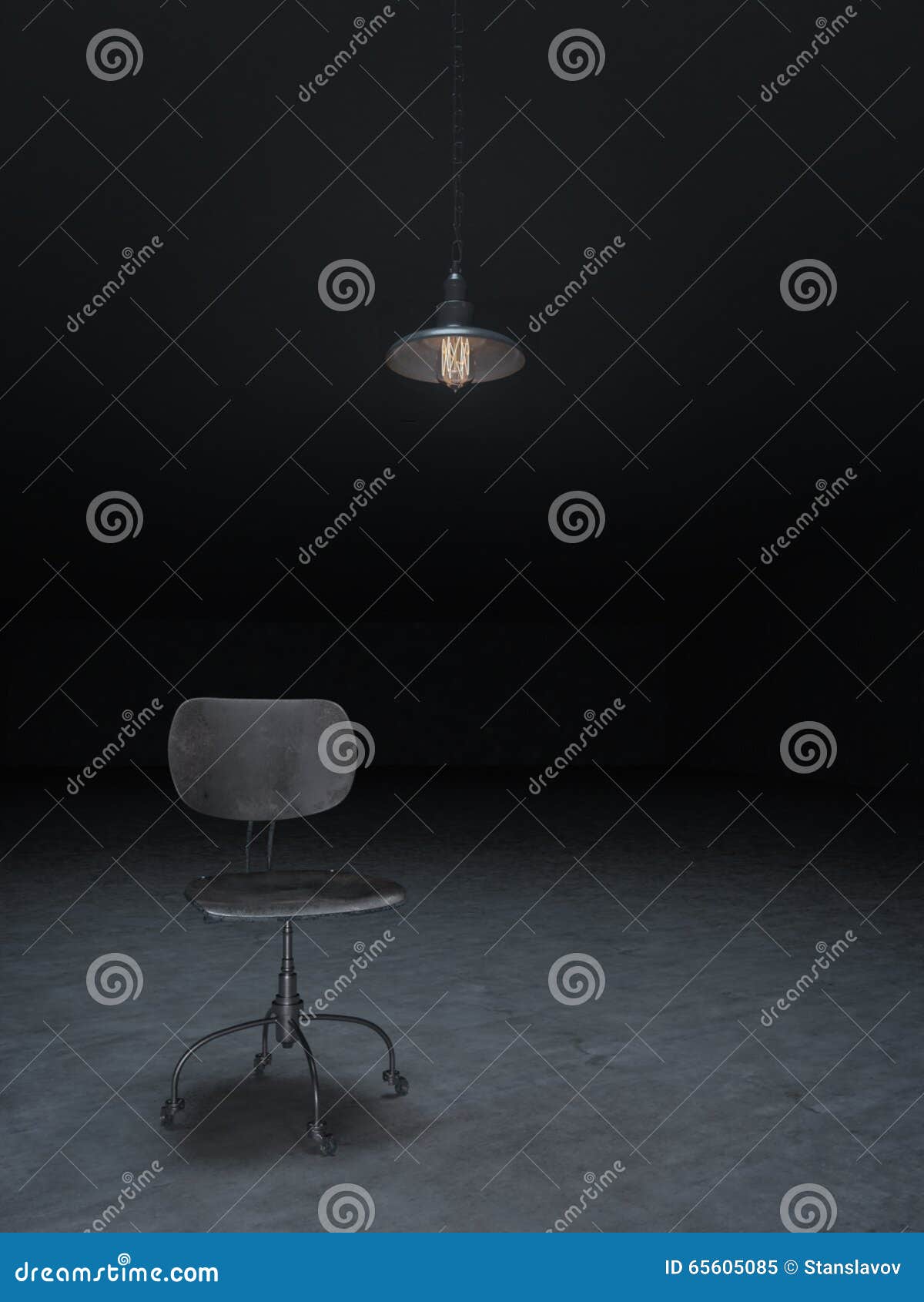 Chair with Lamp in Dark Room Stock Illustration - Illustration of ...