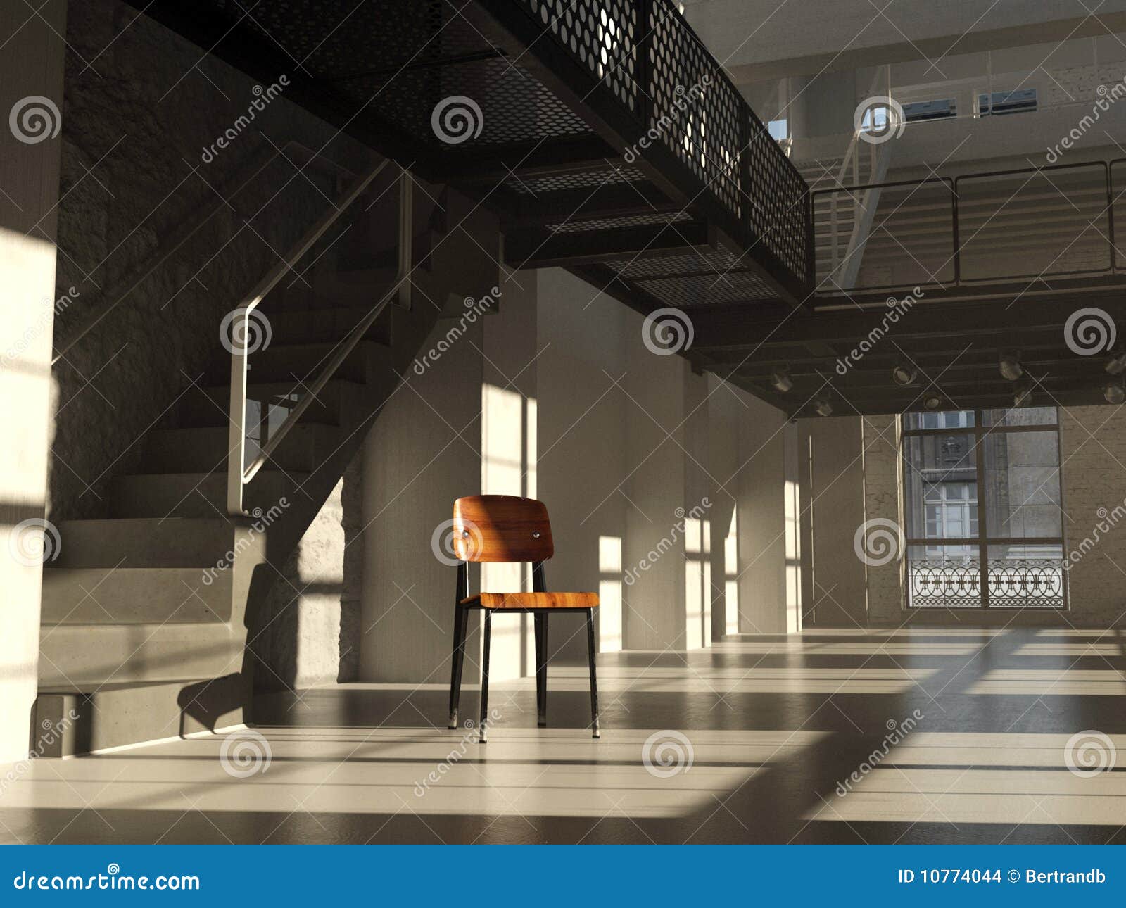 Chair In Minimalist Interior Stock Illustration