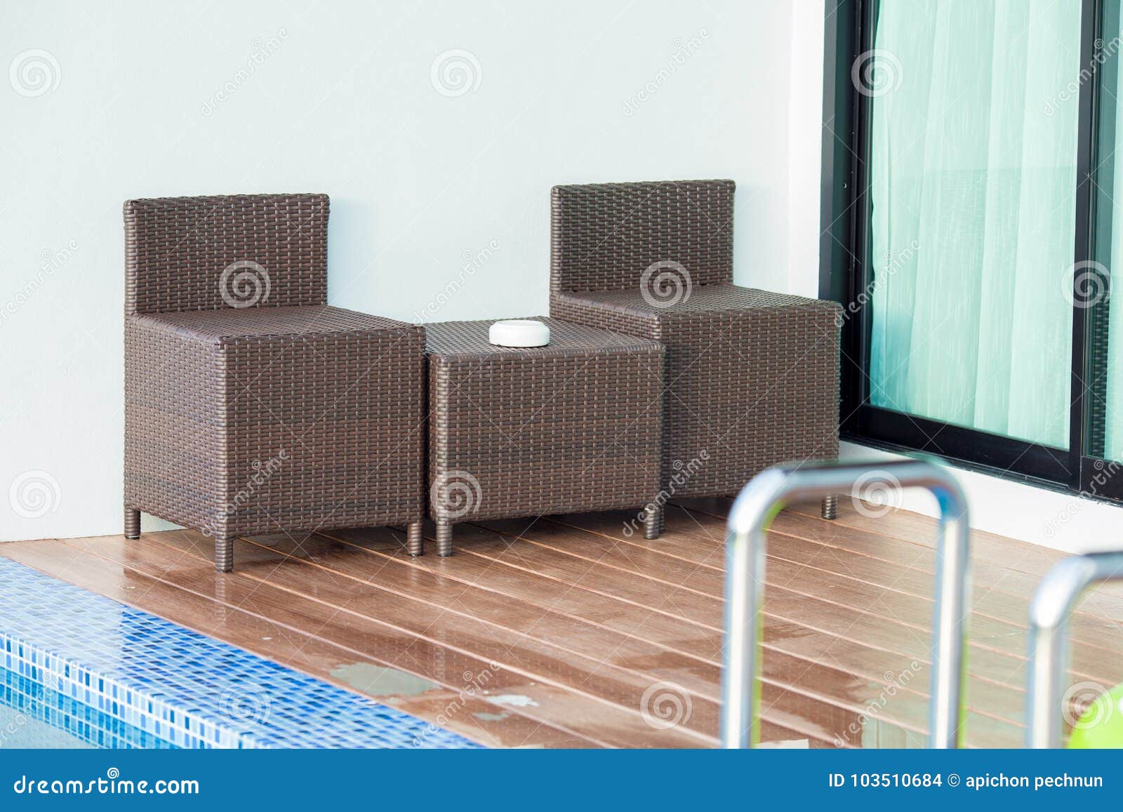 Chair beside the Pool. Front of Hotel Stock Photo Image of modern