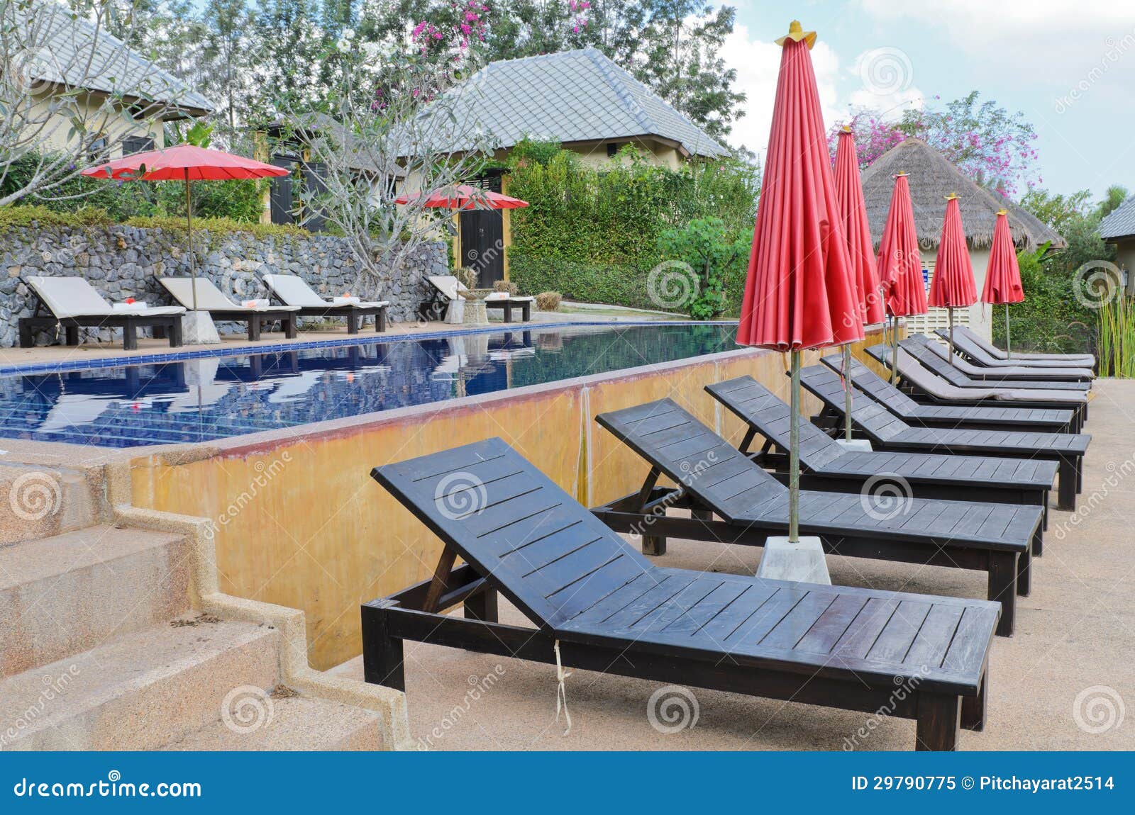 Chair beside the Swimming Pool. Stock Image Image of relax, garden