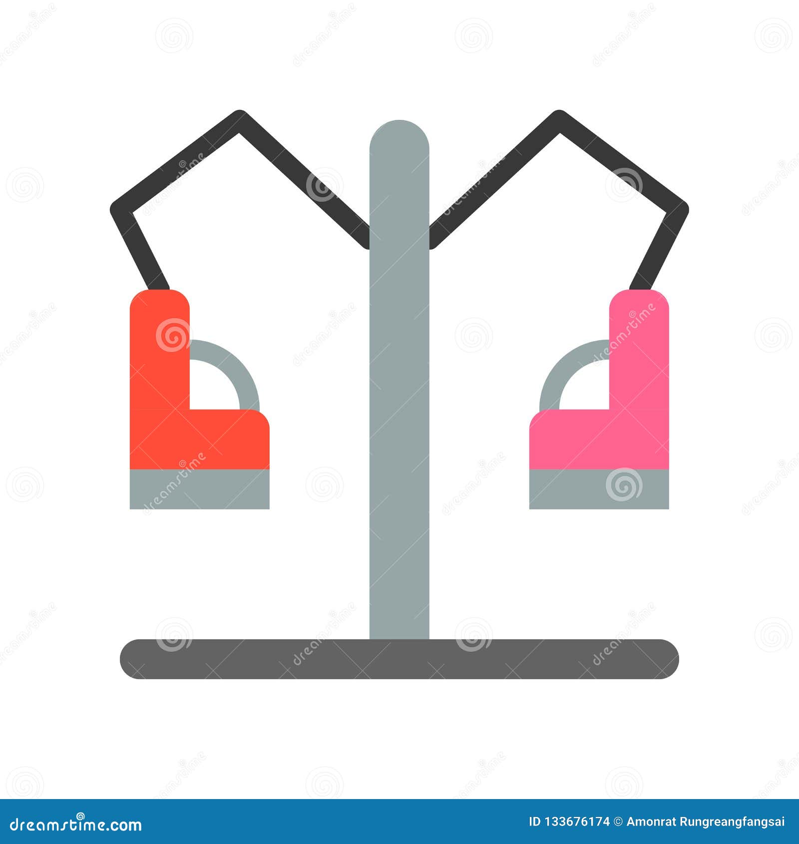 Chair Swing Rides Vector Icon, Amusement Park Related Flat Style Stock