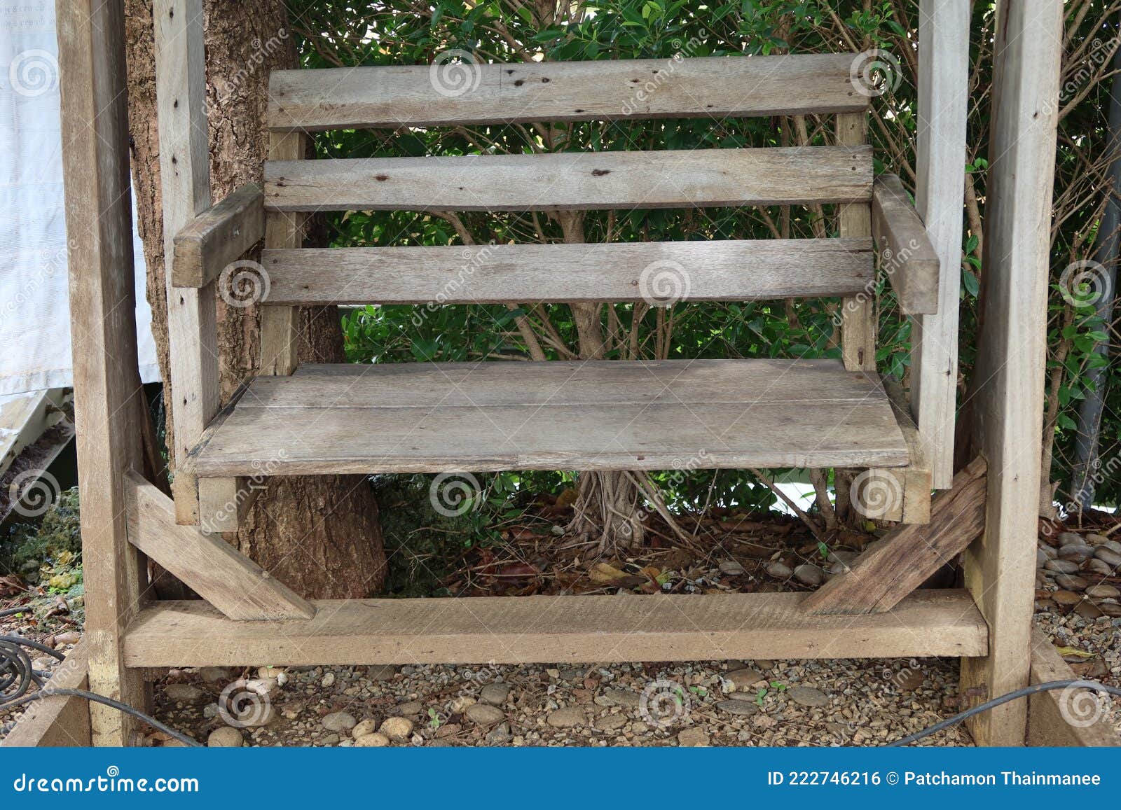 Chair Wood Old Empty Outdoor Background Nature Selectable Focus Stock Photo  - Image of seating, background: 222746216