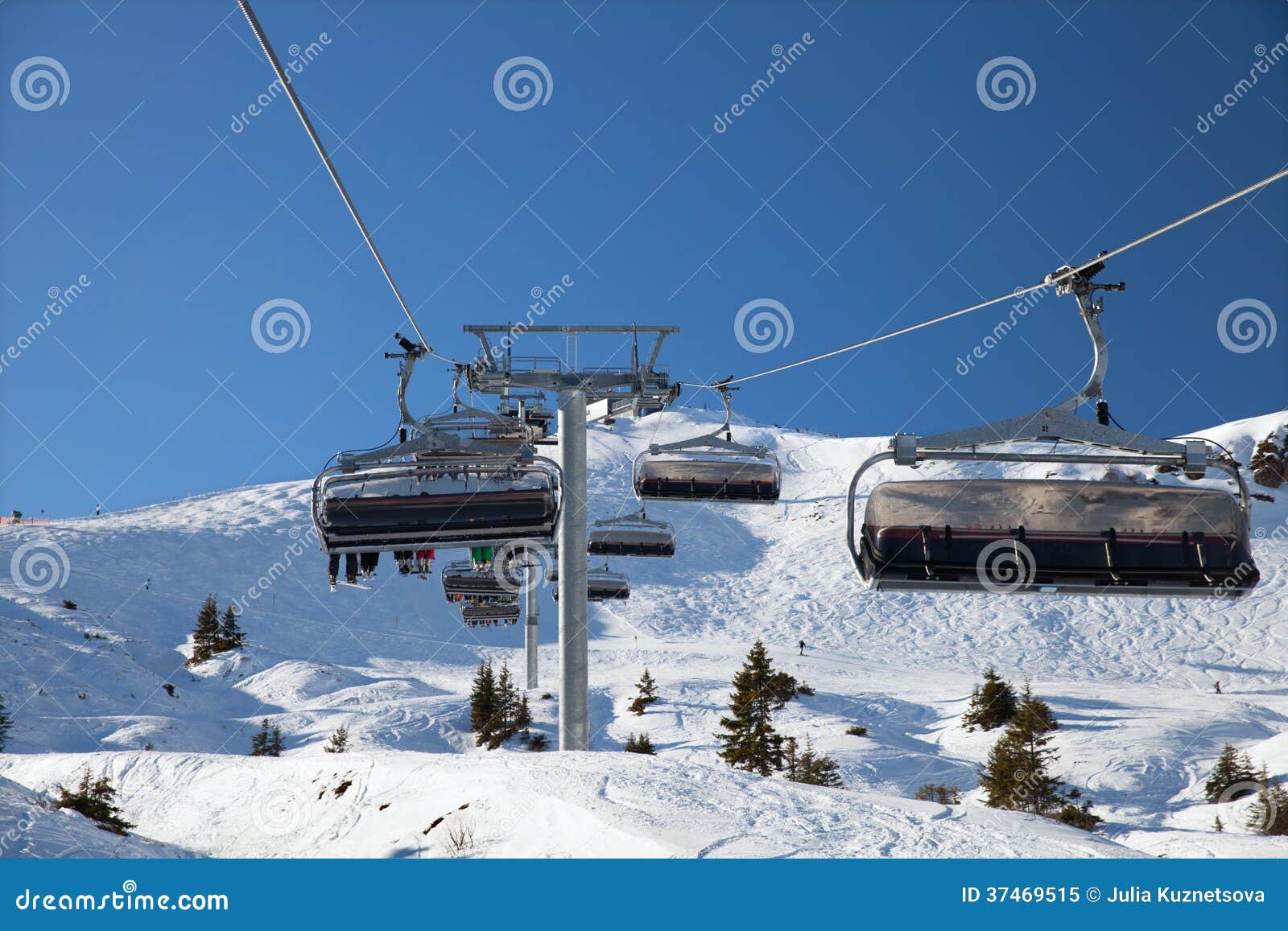 The Chairlift on Mountain Ski Resort Stock Image Image of high