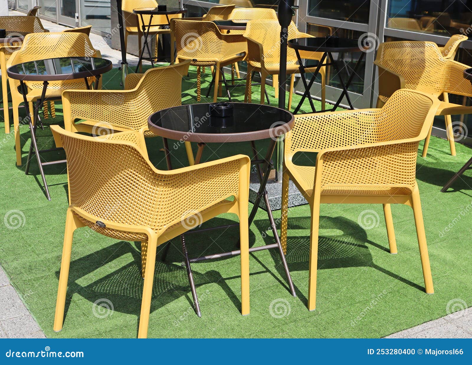 Chairs in Front of a Restaurant Stock Photo Image of table, outdoor