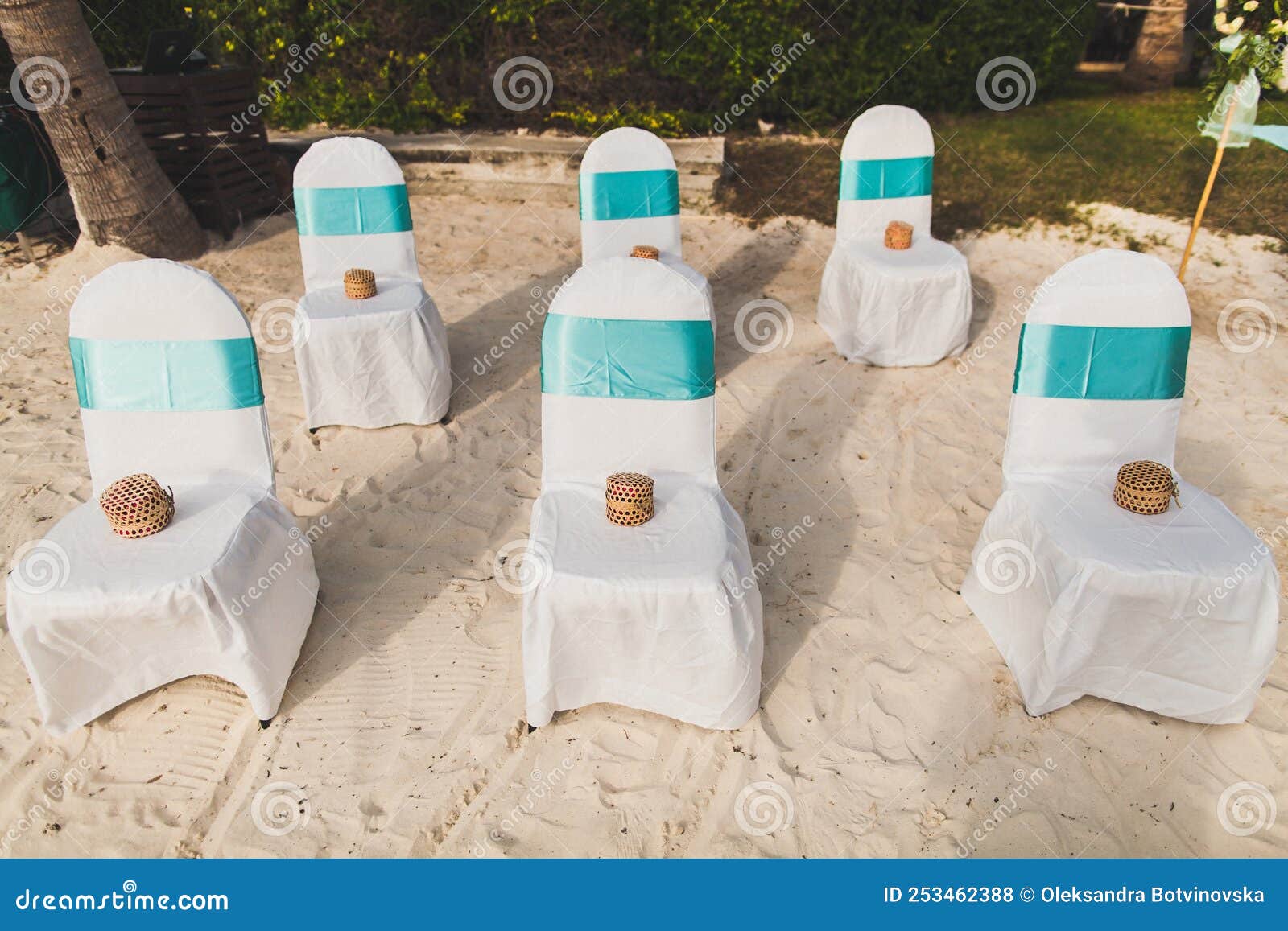 Chairs with Gifts at the Wedding Ceremony Stock Photo Image of
