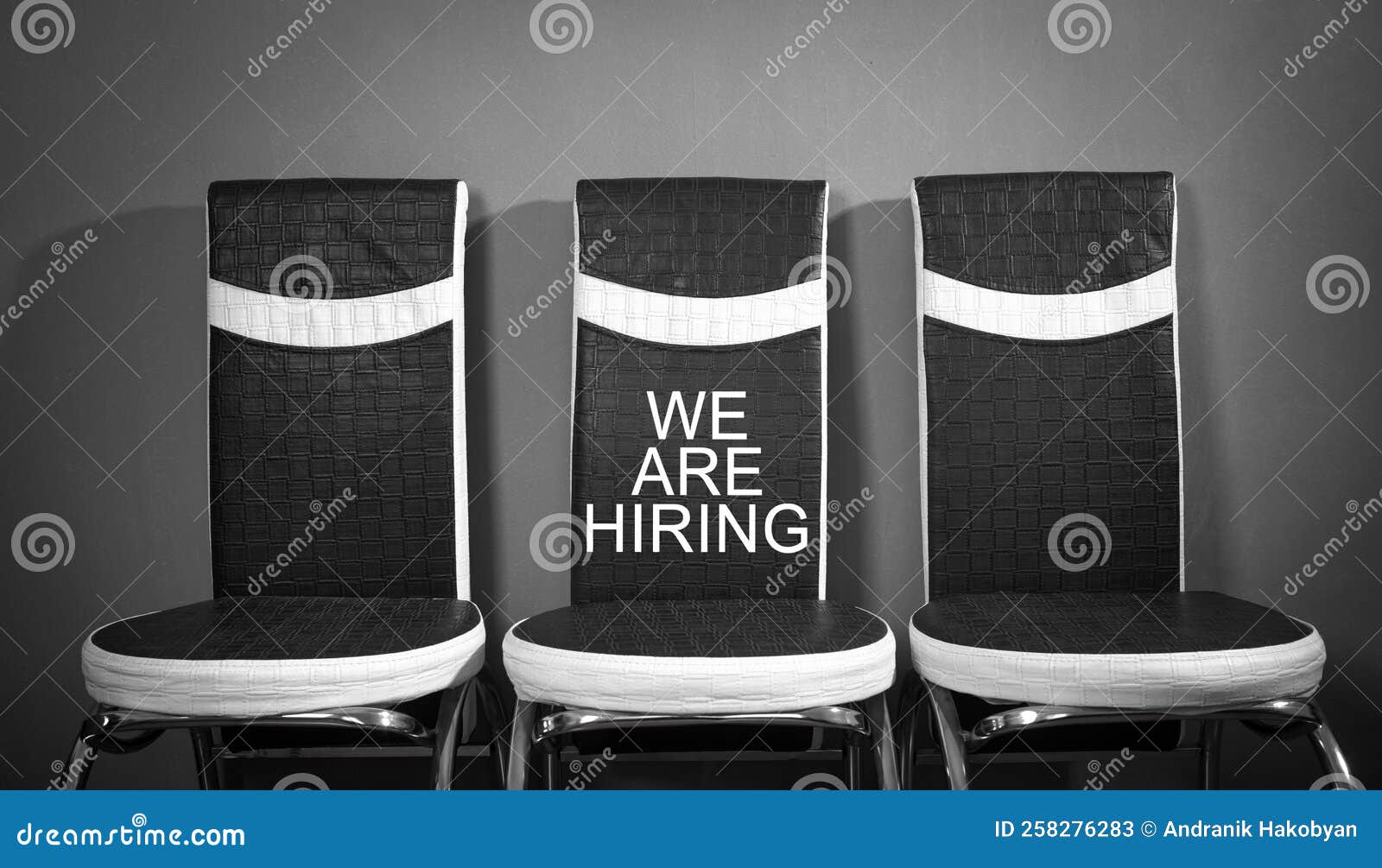Chairs with a we are Hiring Message. Concept of Hiring and Recruiting