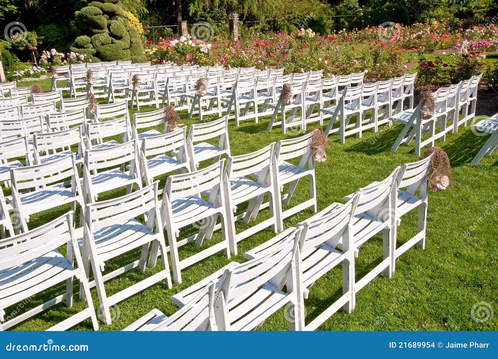 Chairs in a park stock photo. Image of season, ceremony 21689954