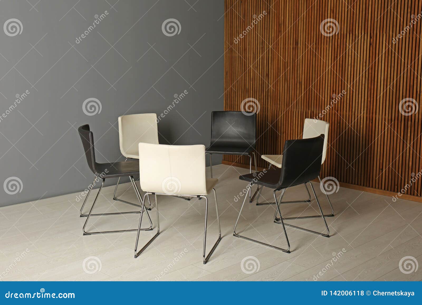 Chairs Prepared For Group Therapy Session In Office Stock Photo Image