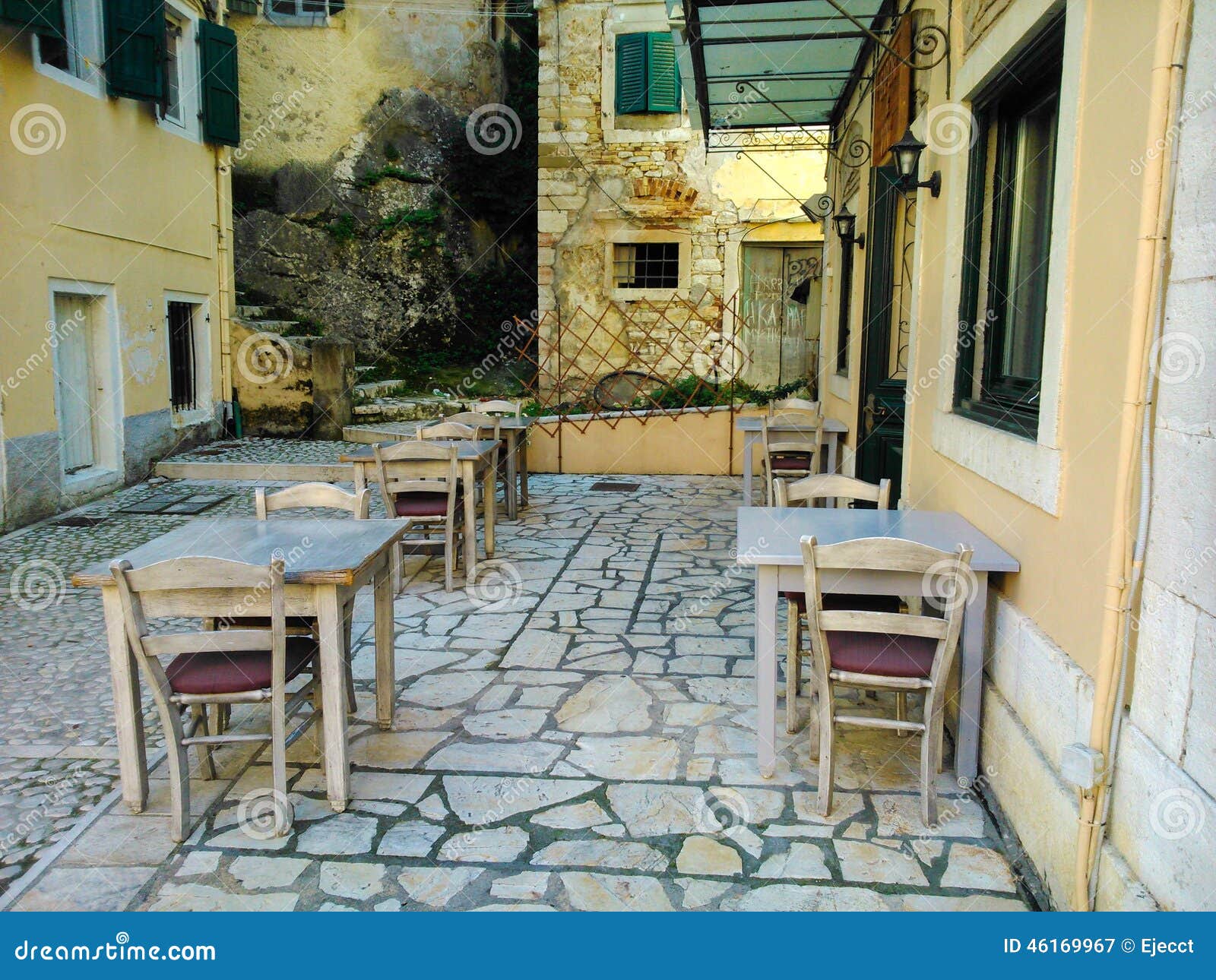 Patio Dining, Corfu, Greece Stock Image Image of tables, patio 46169967