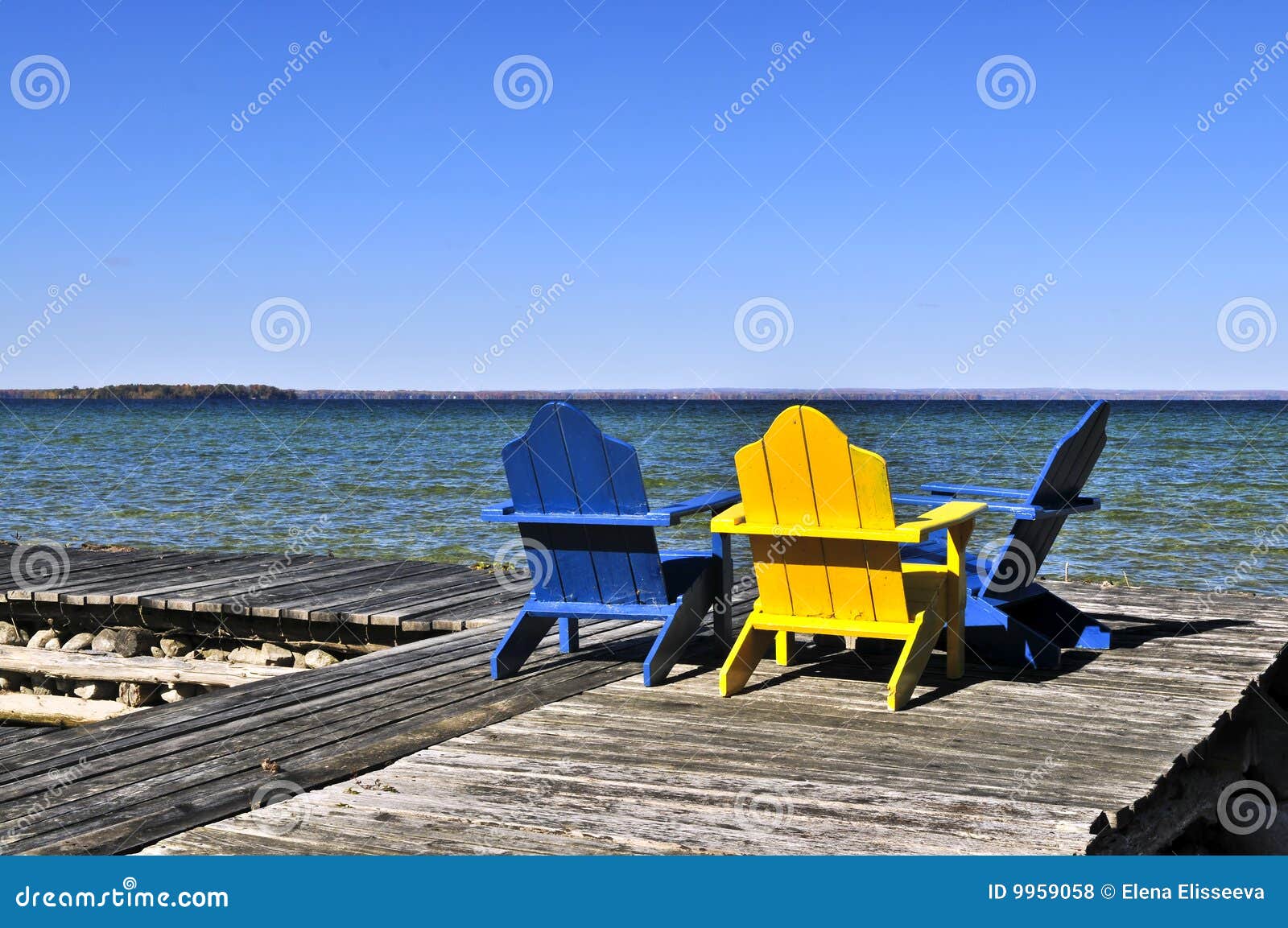 Chairs on Wooden Dock at Lake Stock Photo Image of calmness, muskoka