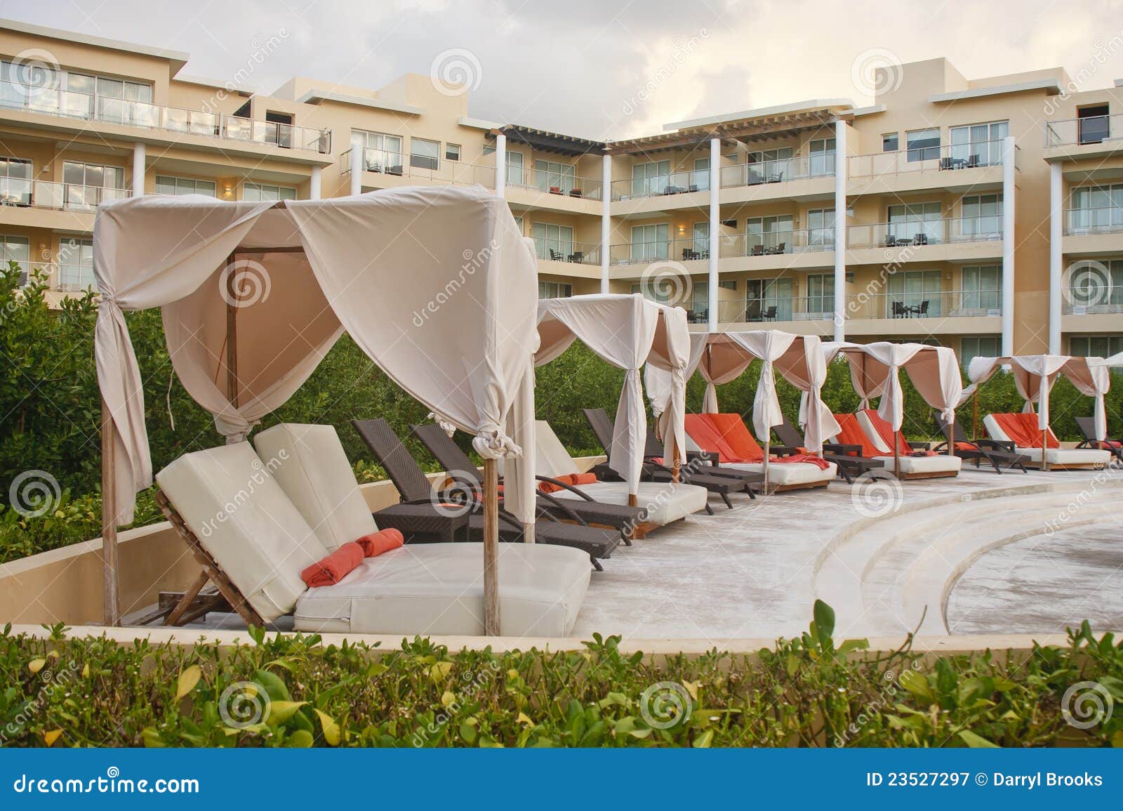 Chaise Lounges in Pool Cabanas Stock Image Image of furniture, chair