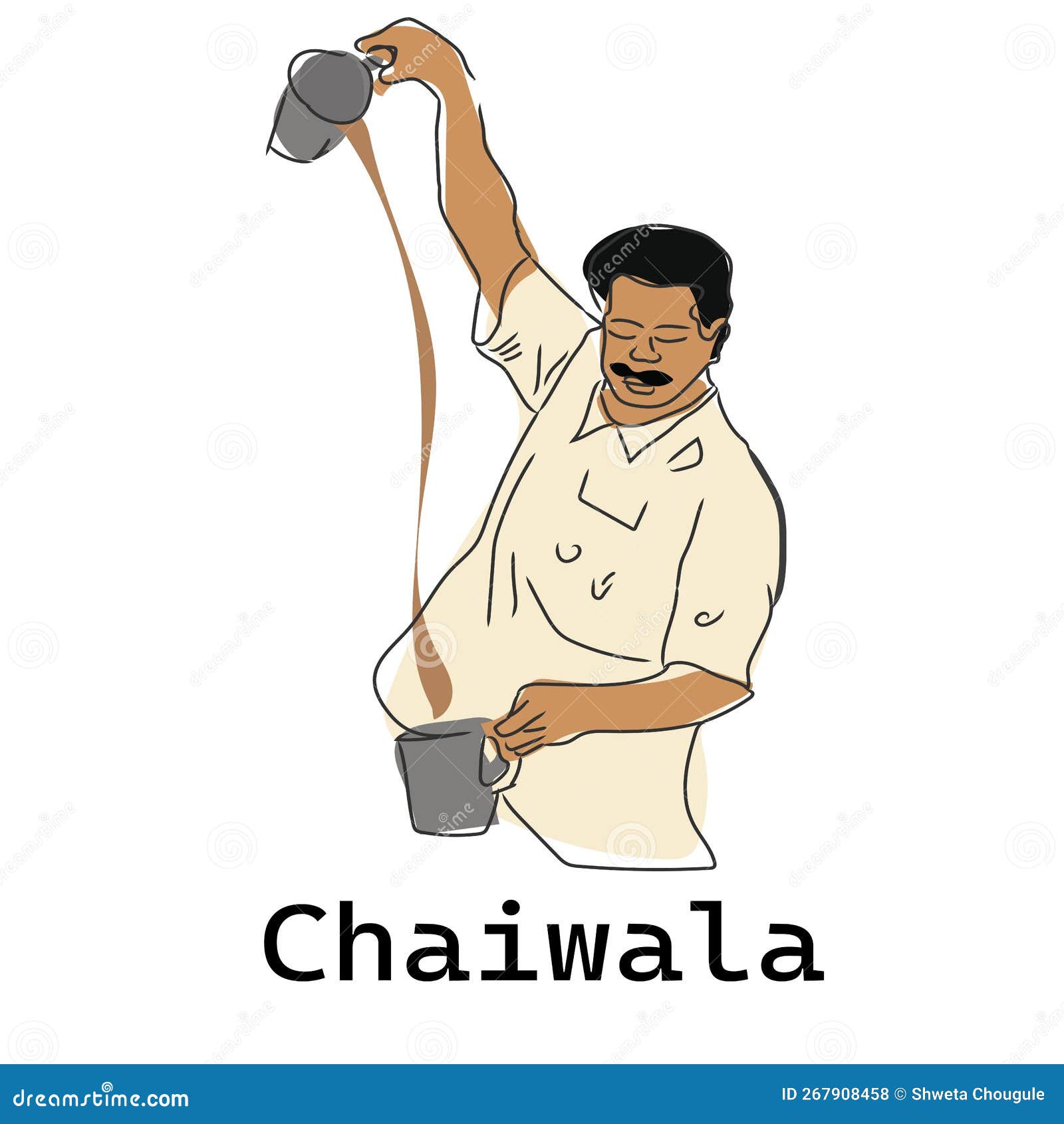 Chai Character Karak Milk Chai Illustration On Organic Background chai-character-karak-milk-chai-illustration-on-organic-background