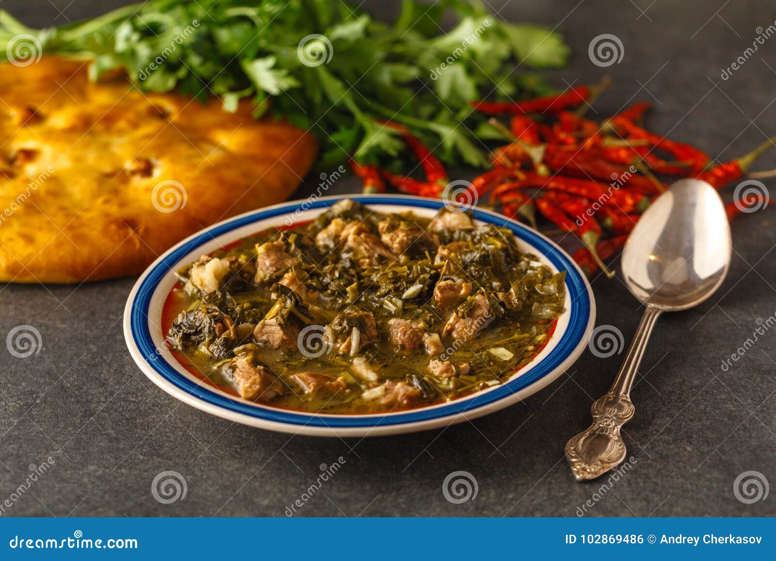 Chakapuli - Georgian Stew.Made From Lamb Chops Or Veal, Onions.